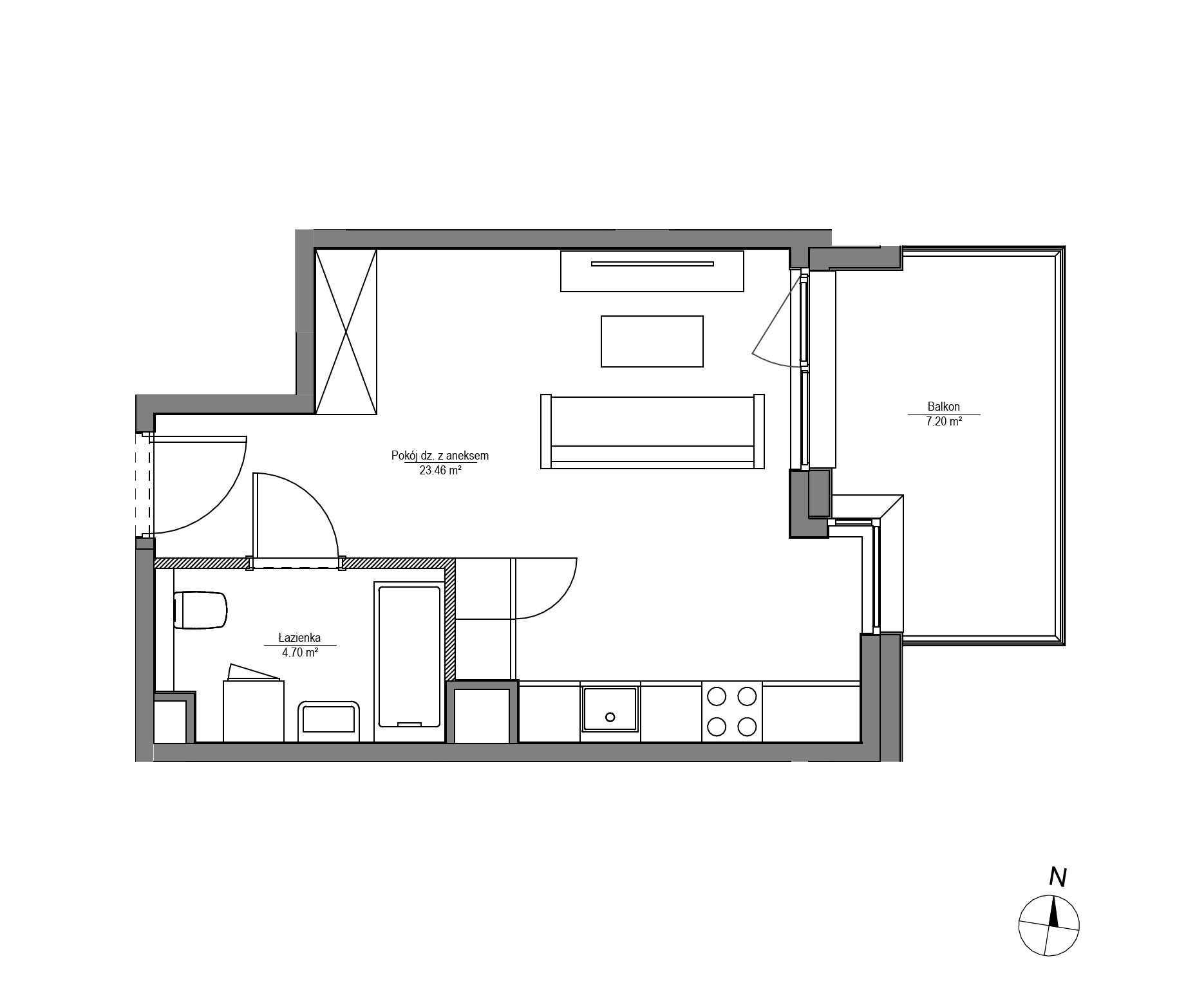 Plan 1 pok. 28m²