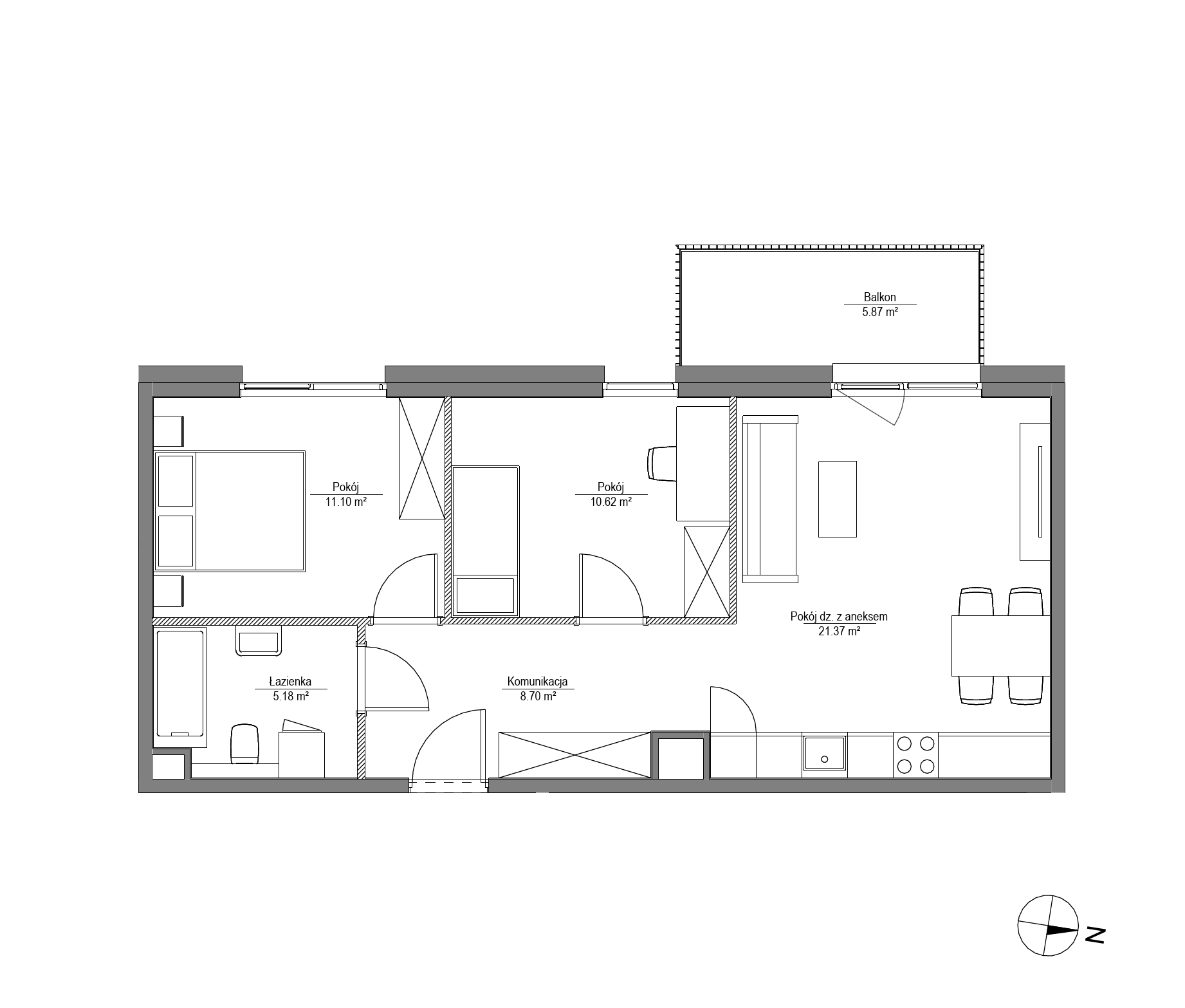 Plan 3 pok. 57m²