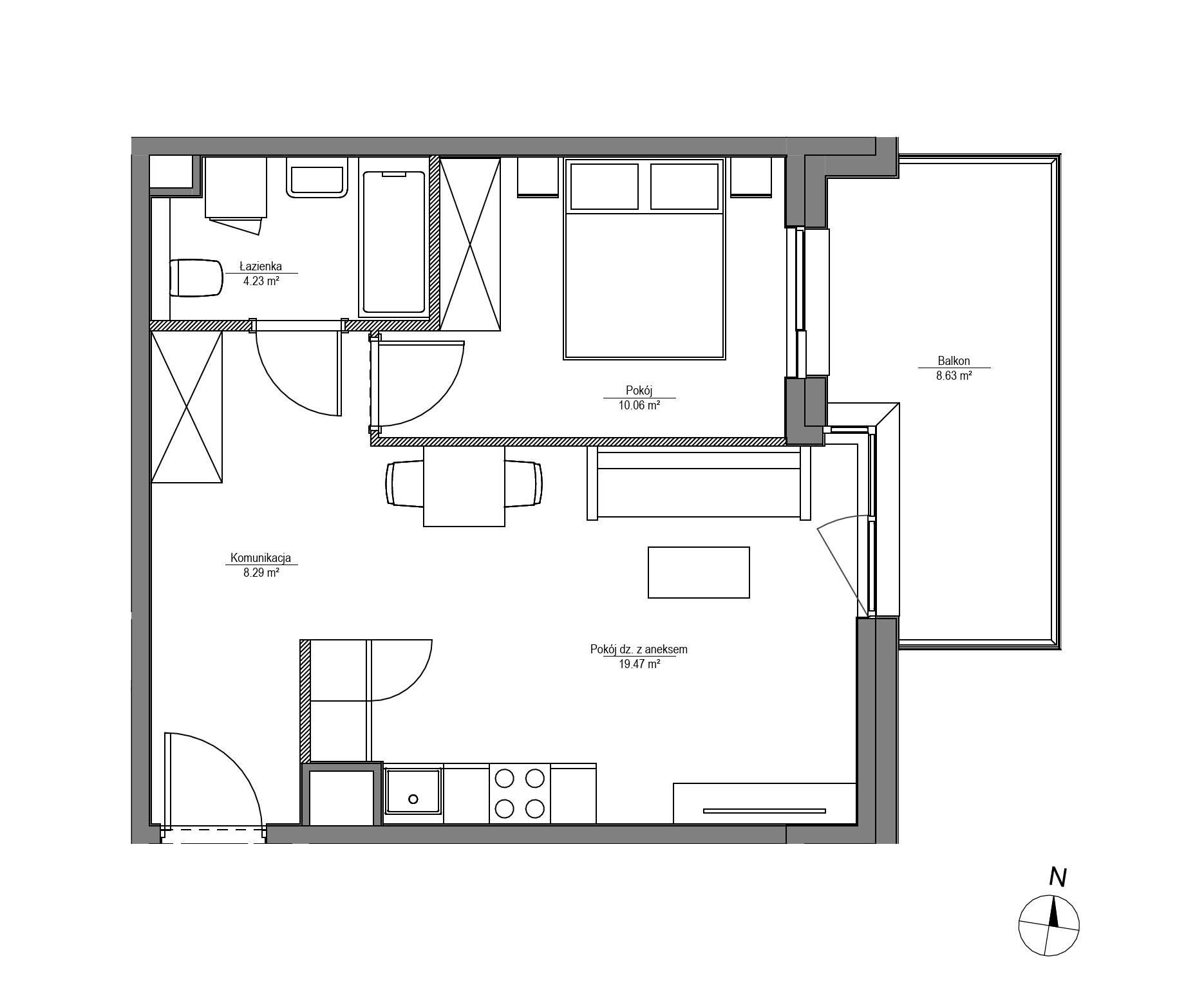 Plan 2 pok. 42m²