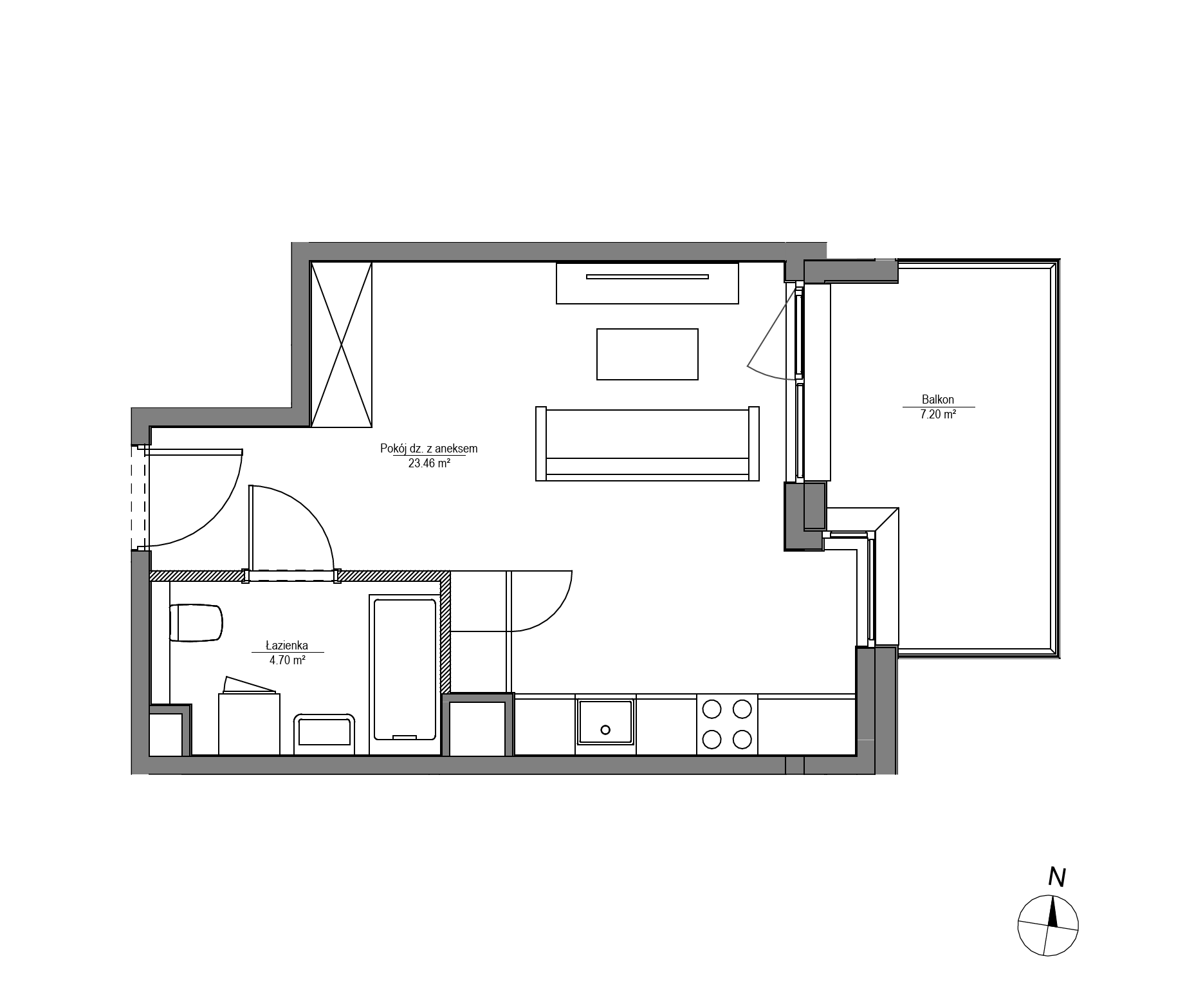 Plan 1 pok. 28m²