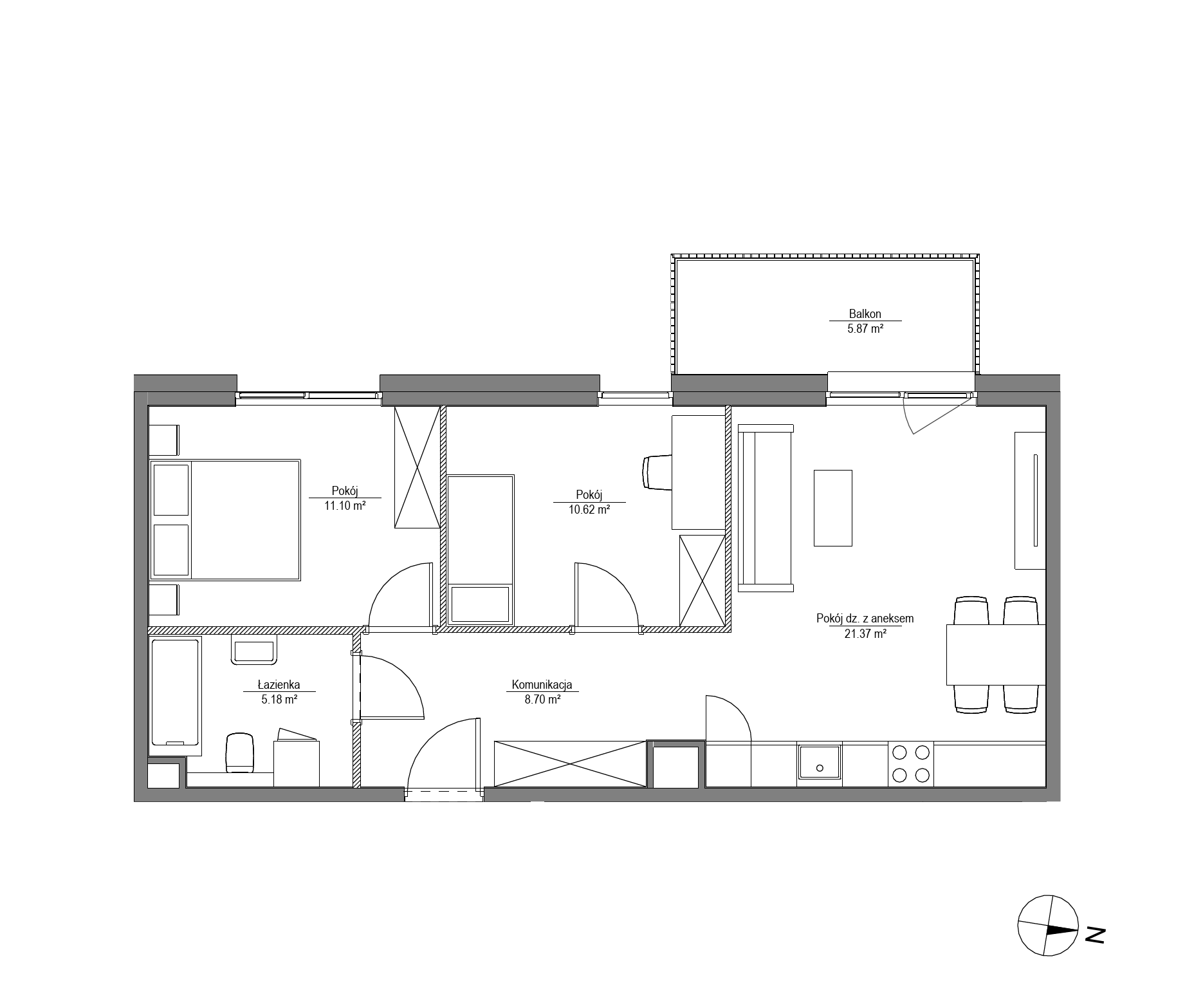 Plan 3 pok. 57m²