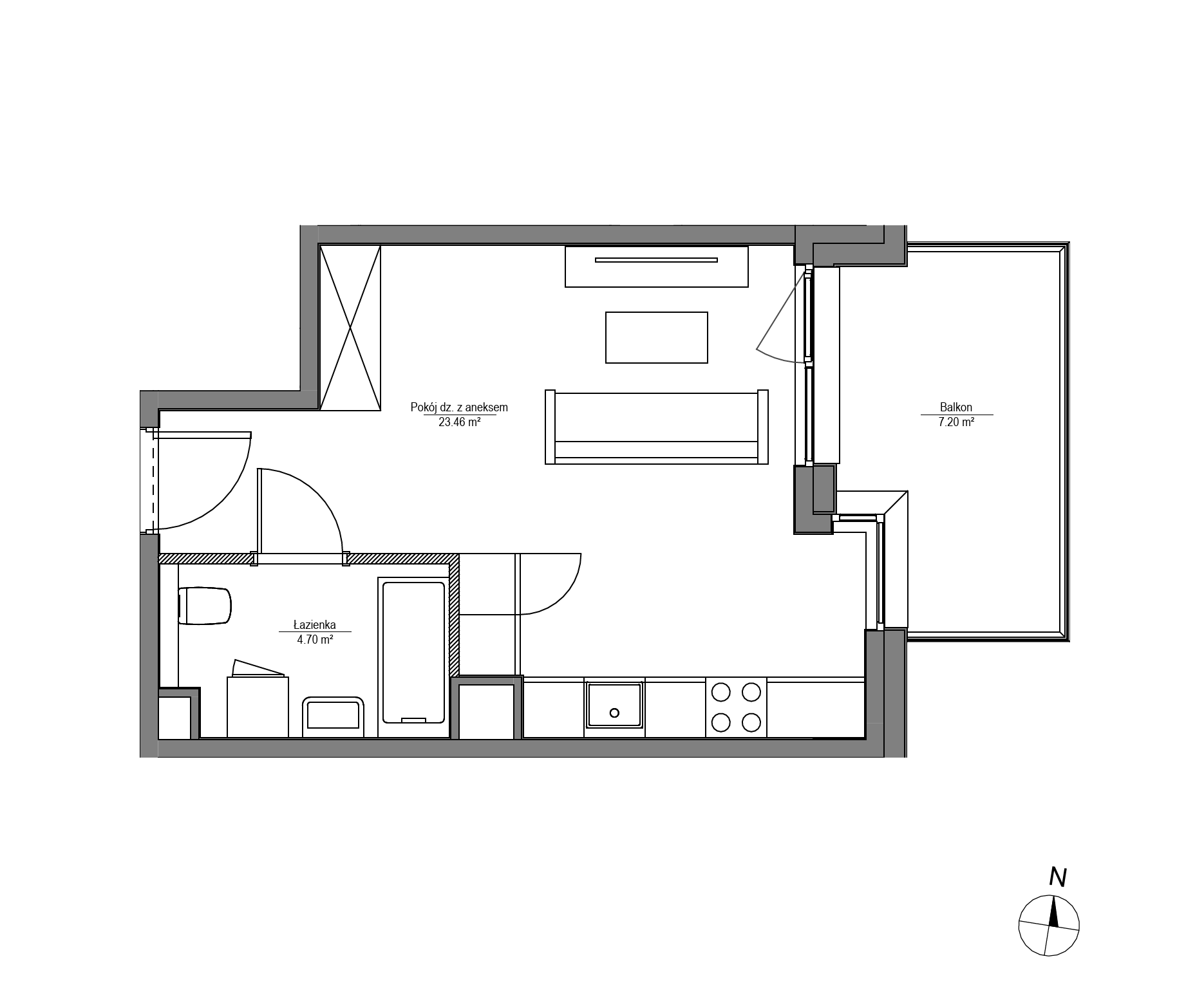 Plan 1 pok. 28m²