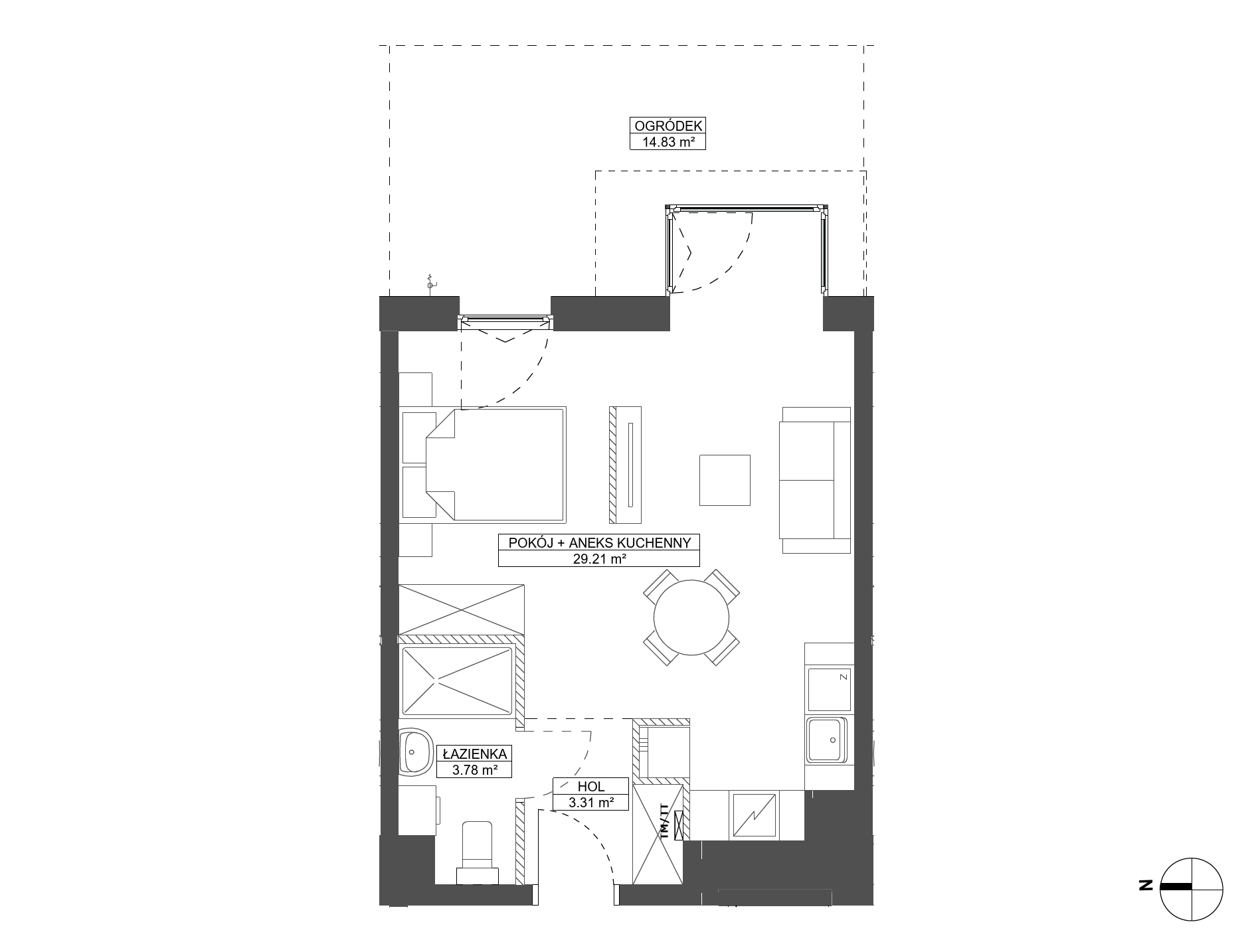 Plan 1 pok. 36m²