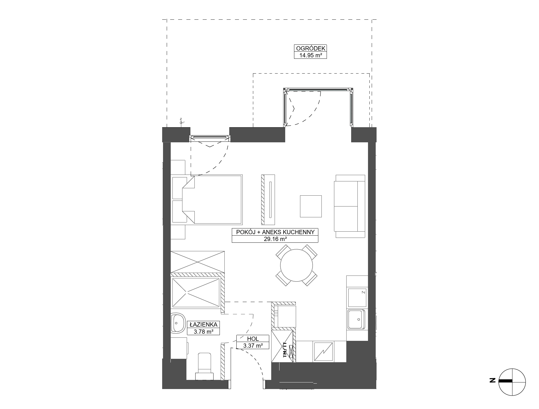 Plan 1 pok. 36m²