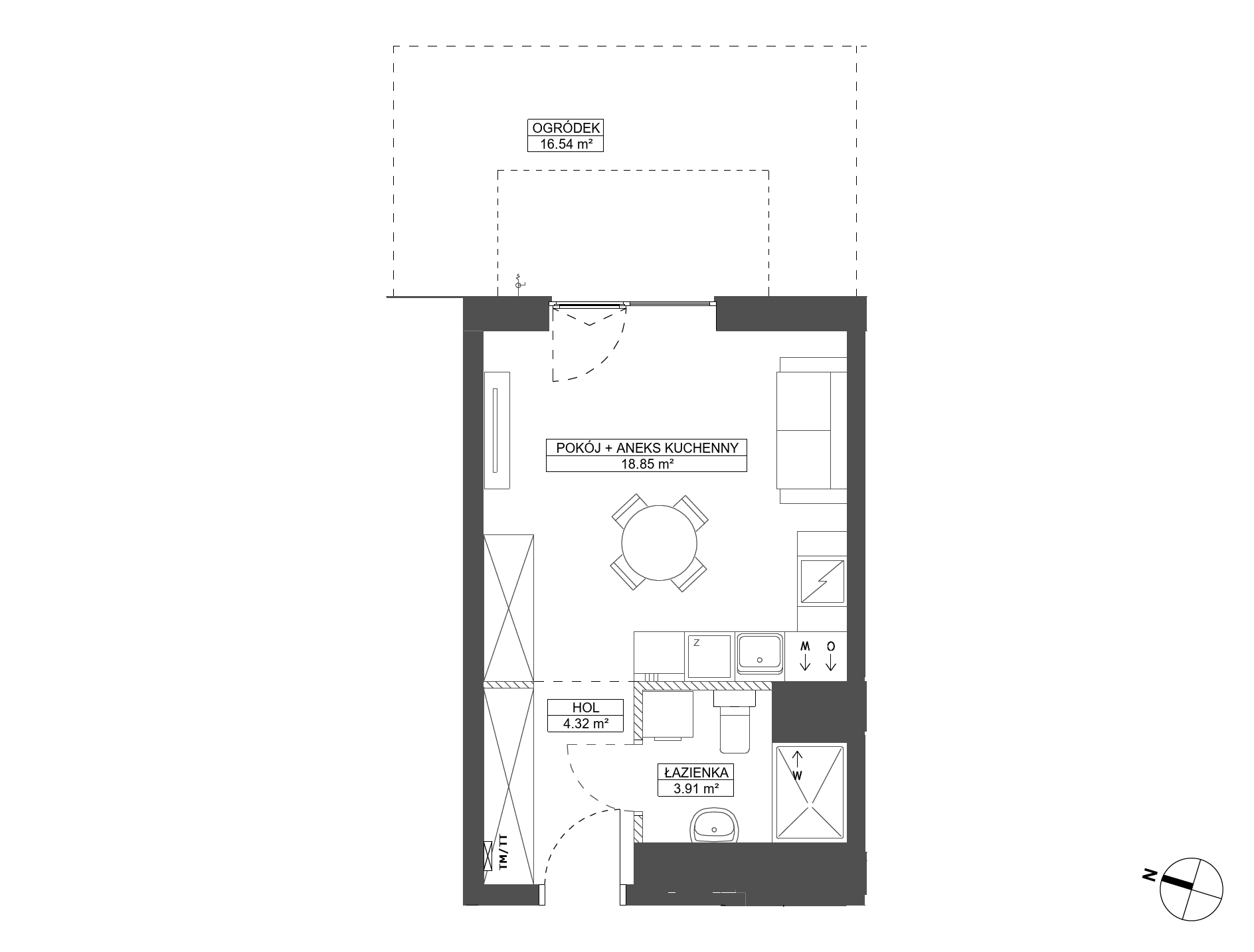 Plan 1 pok. 27m²