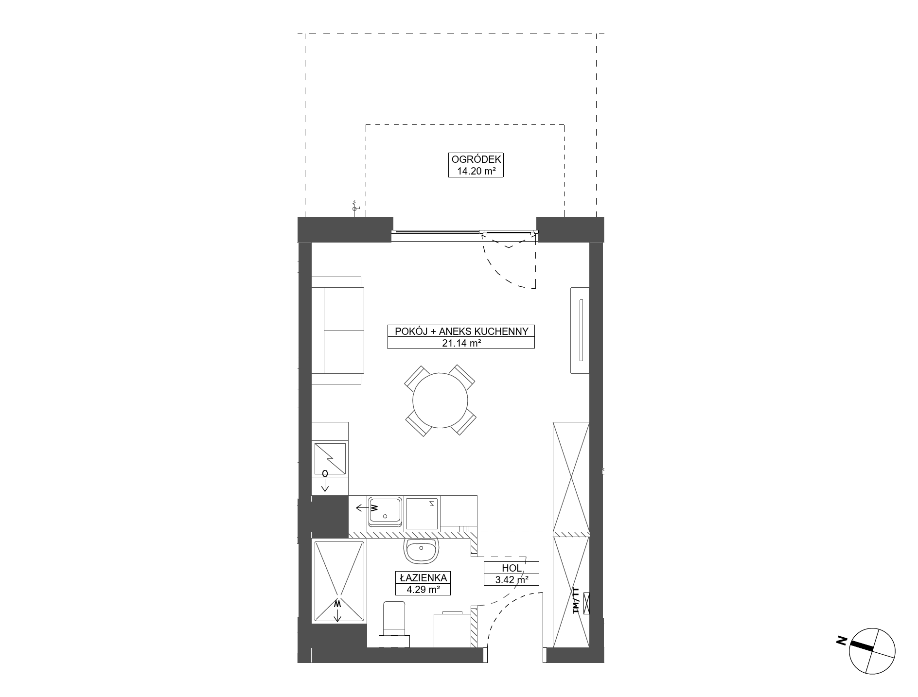 Plan 1 pok. 29m²