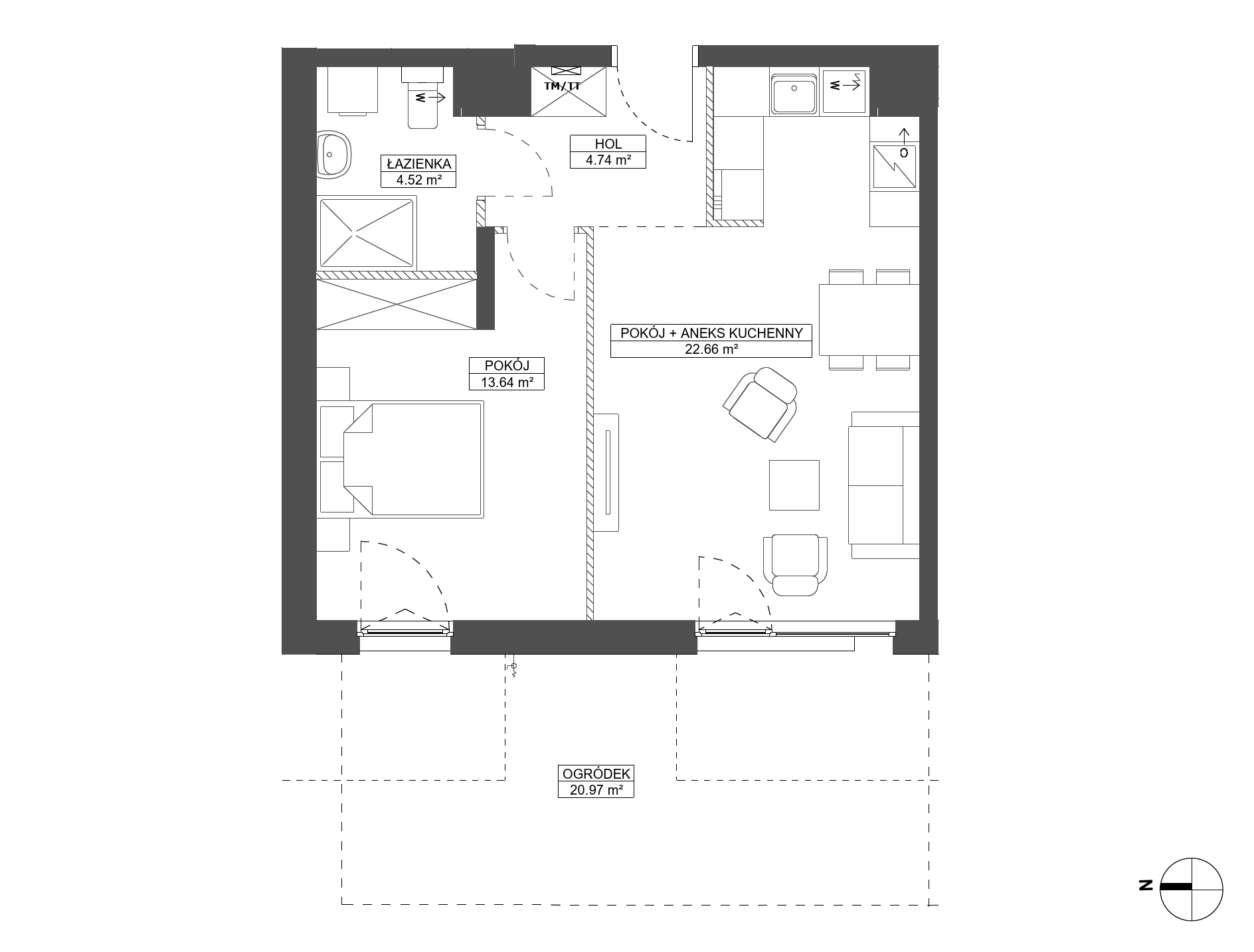 Plan 2 pok. 46m²