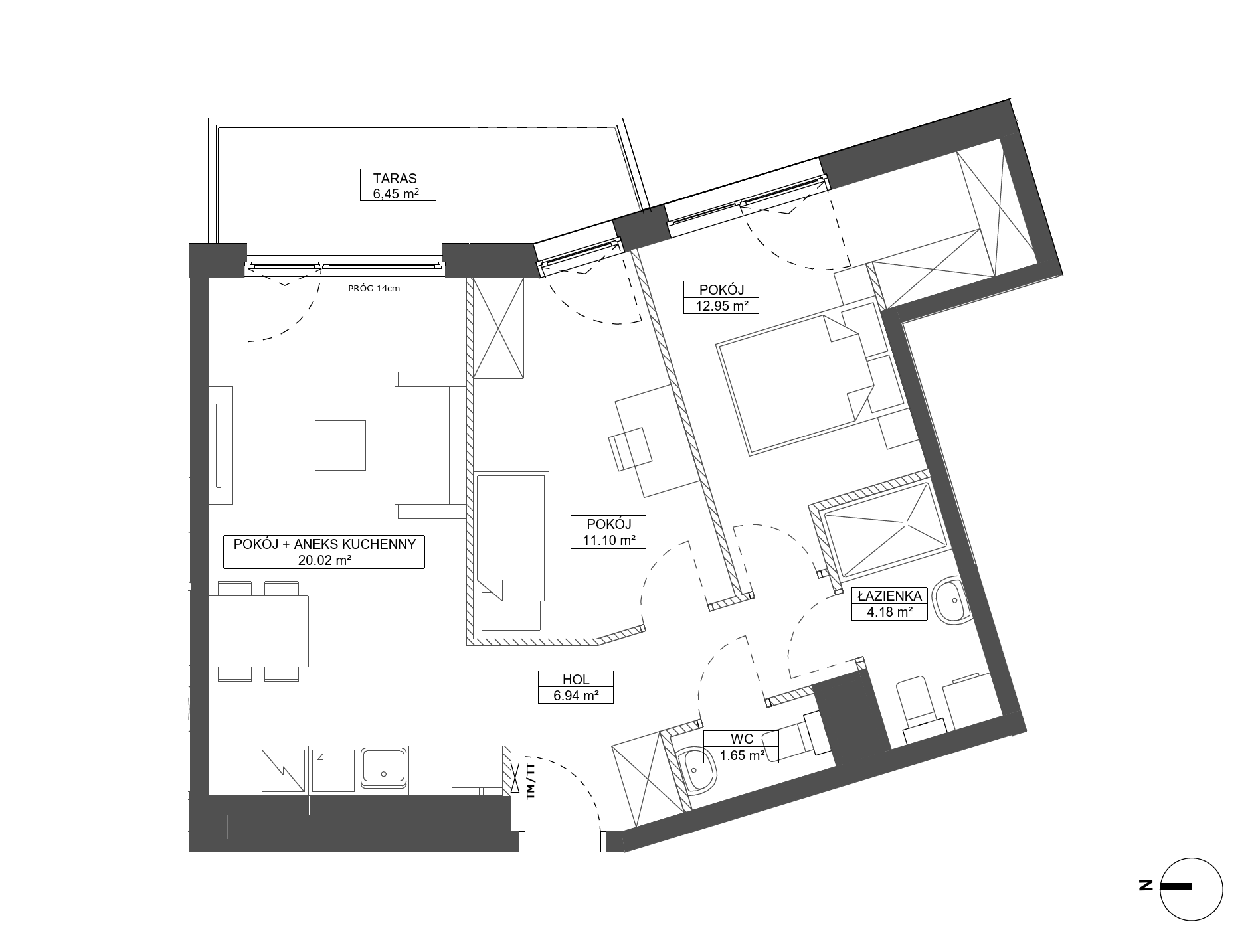 Plan 3 pok. 57m²