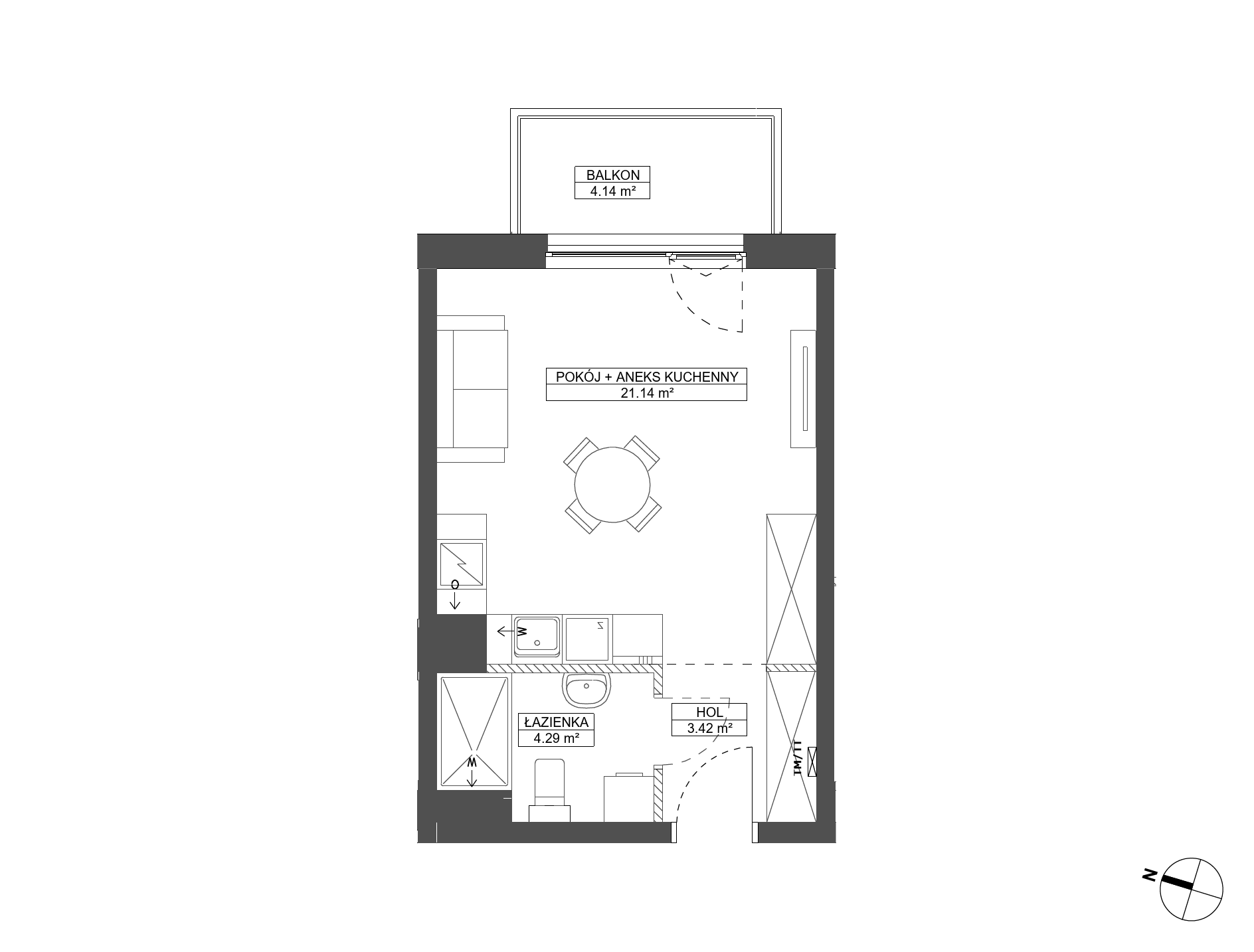 Plan 1 pok. 29m²