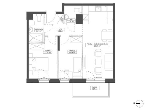 Plan 3 pok. 58m²