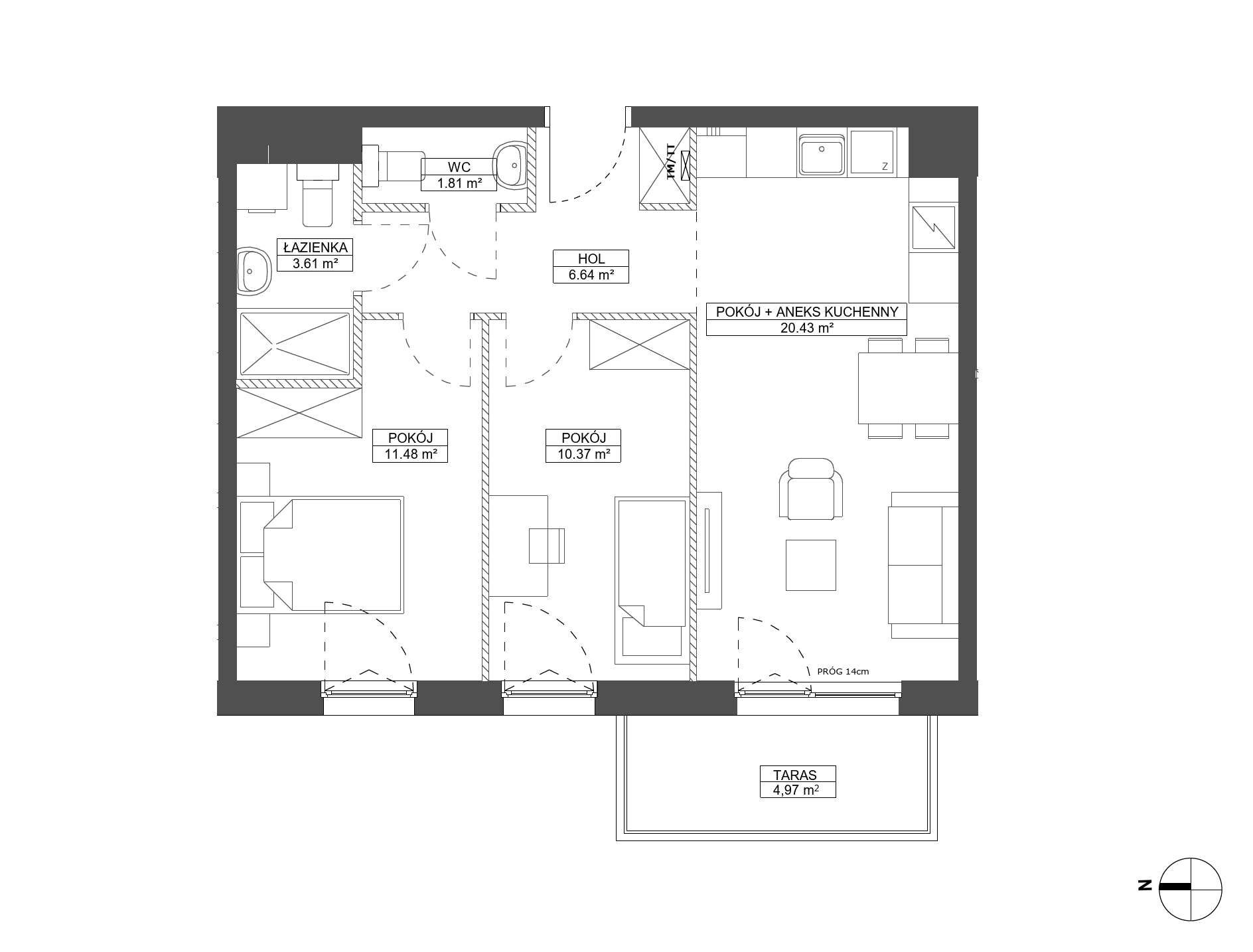 Plan 3 pok. 54m²