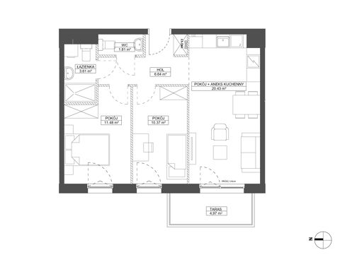 Plan 3 pok. 54m²