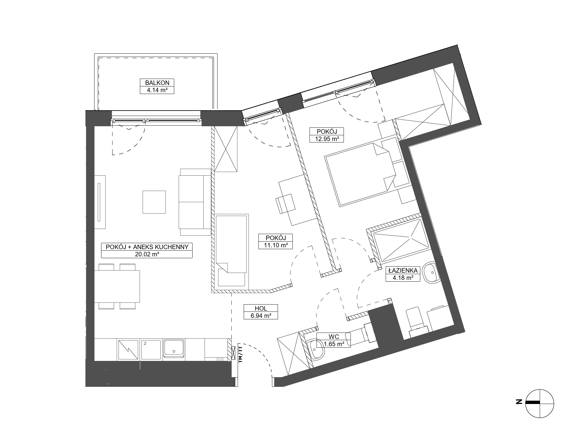 Plan 3 pok. 57m²