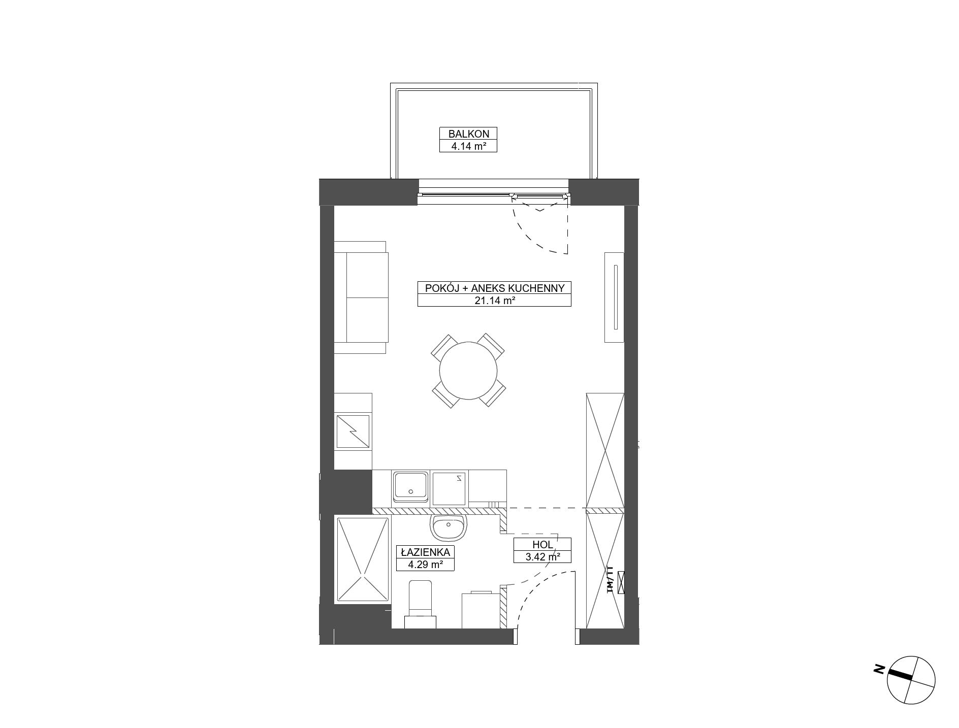 Plan 1 pok. 29m²