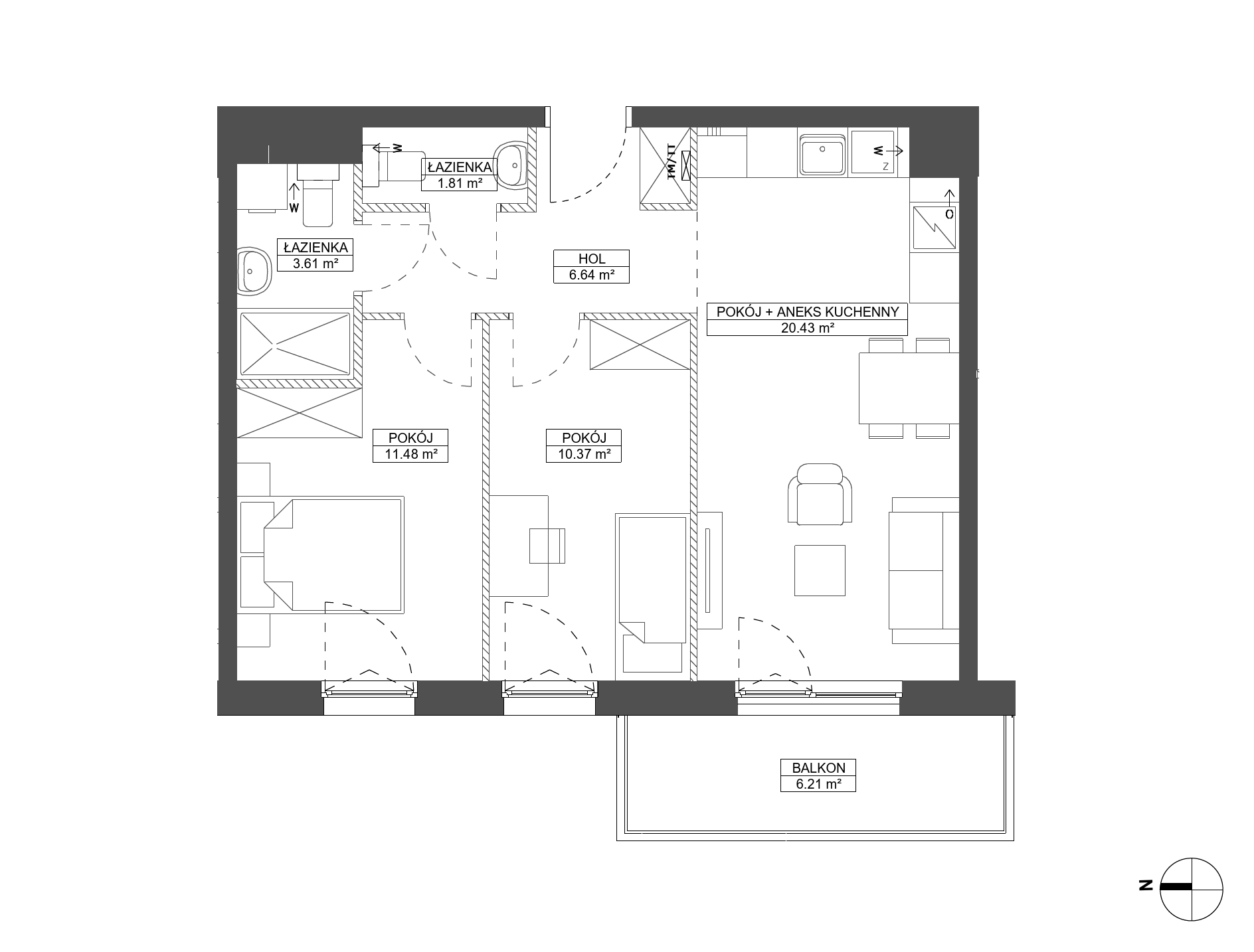 Plan 3 pok. 54m²