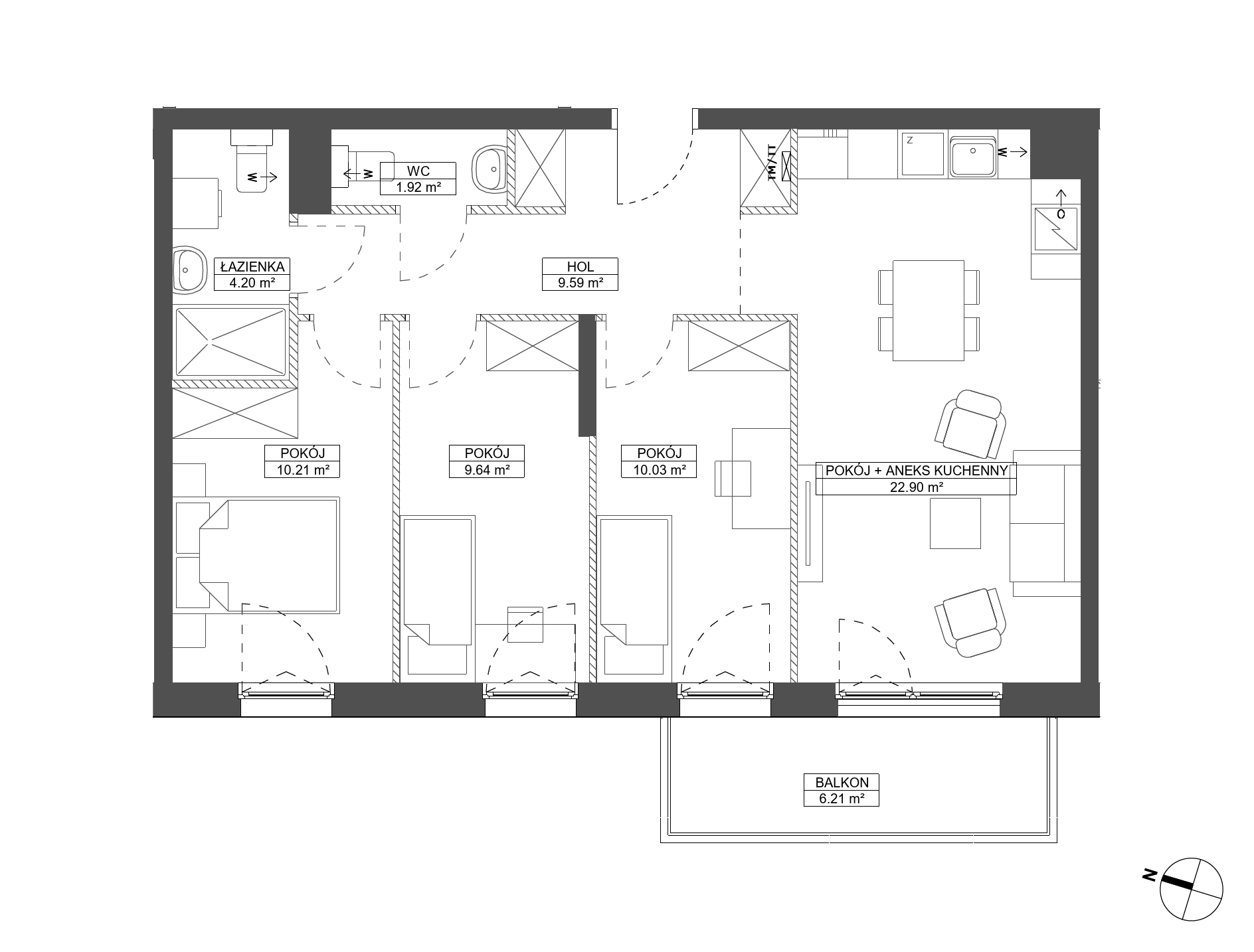 Plan 4 pok. 68m²