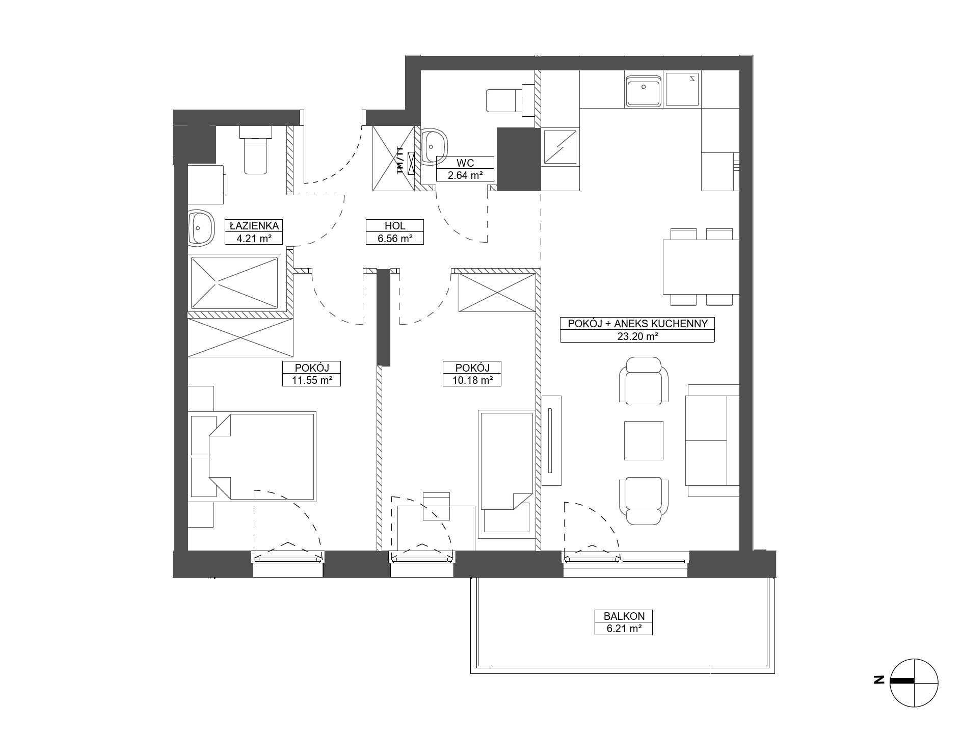 Plan 3 pok. 58m²