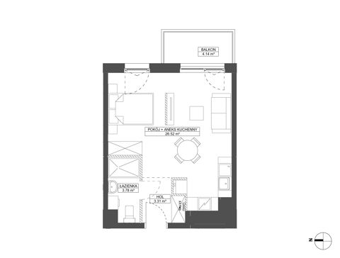 Plan 1 pok. 34m²