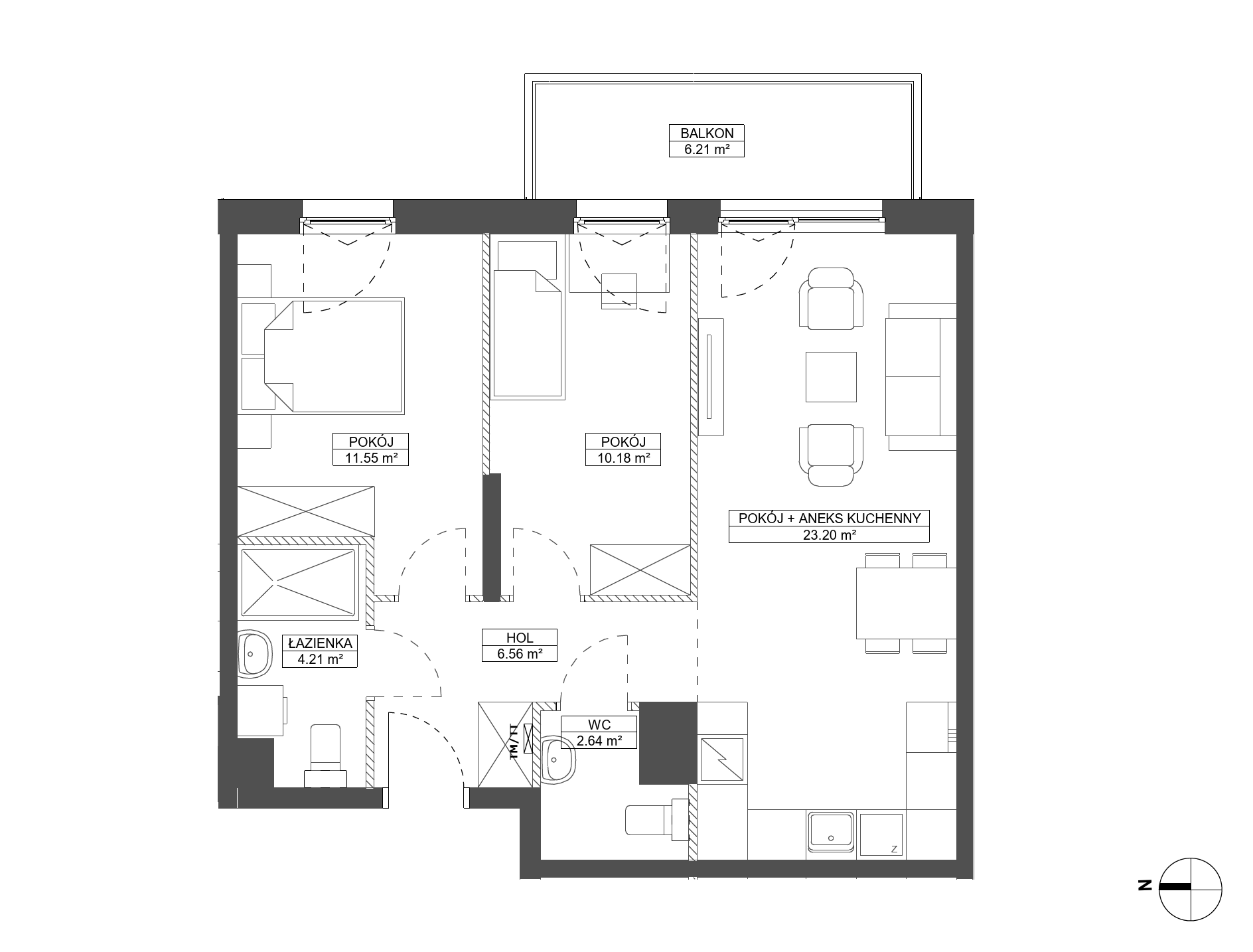 Plan 3 pok. 58m²