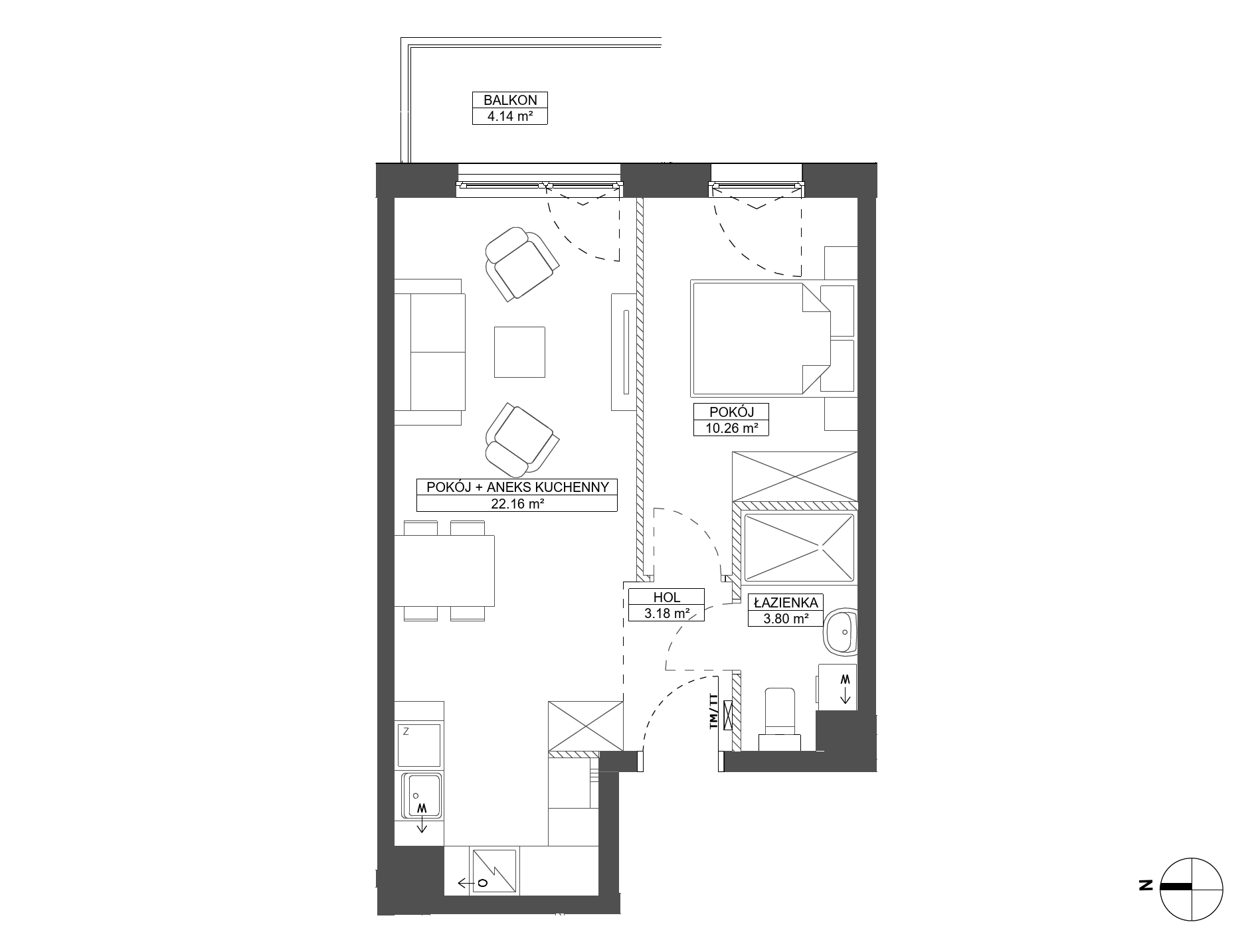 Plan 2 pok. 39m²