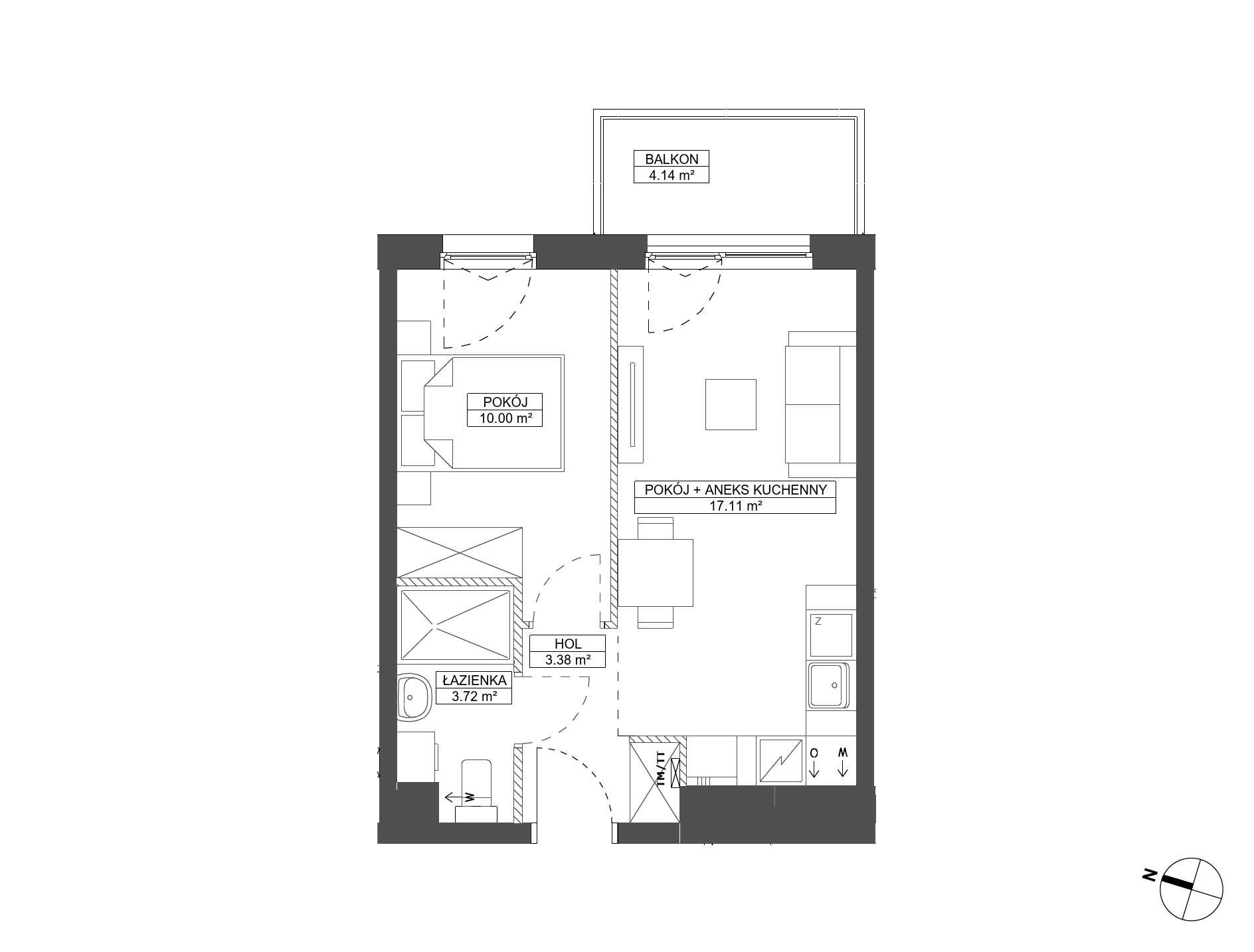 Plan 2 pok. 34m²