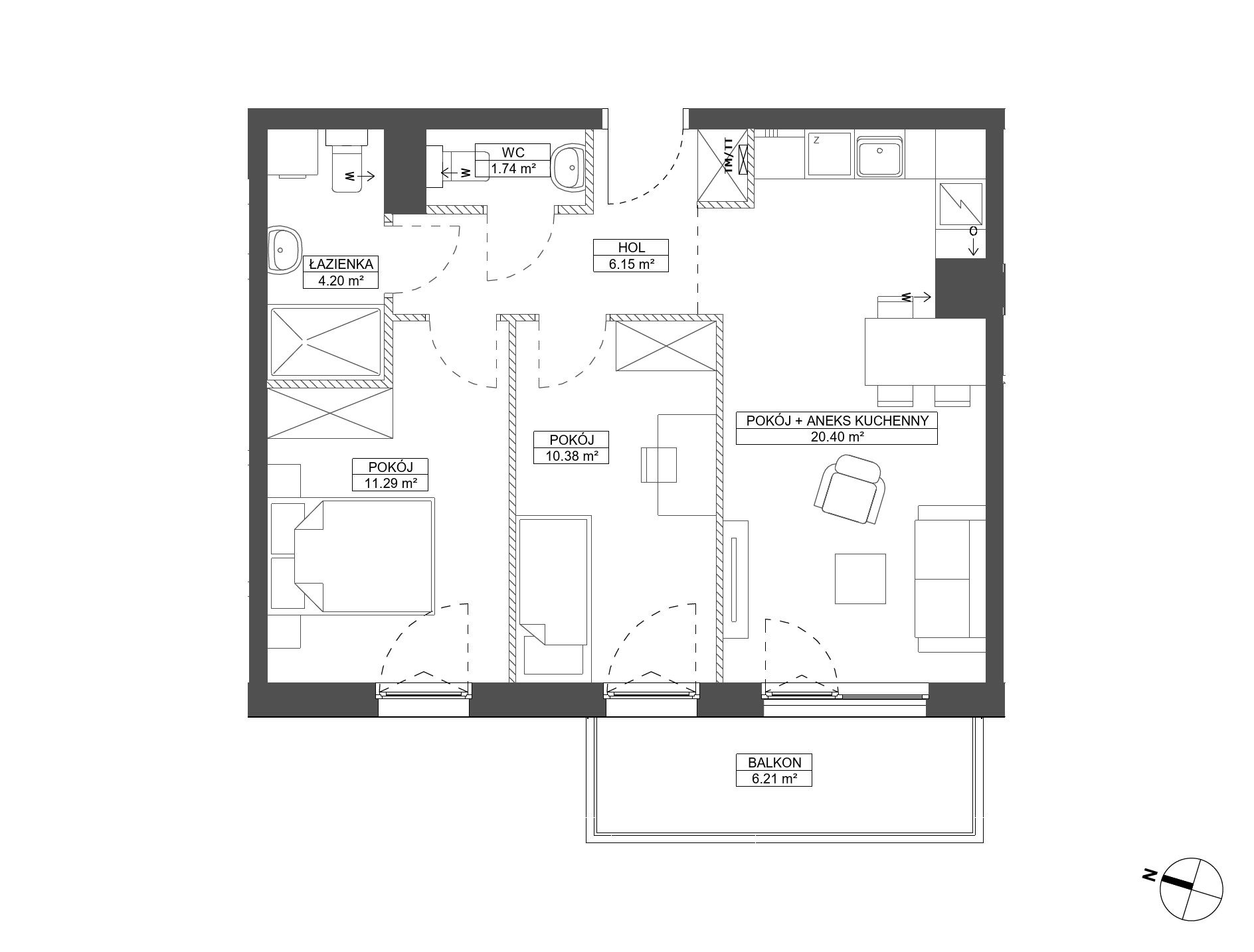 Plan 3 pok. 54m²
