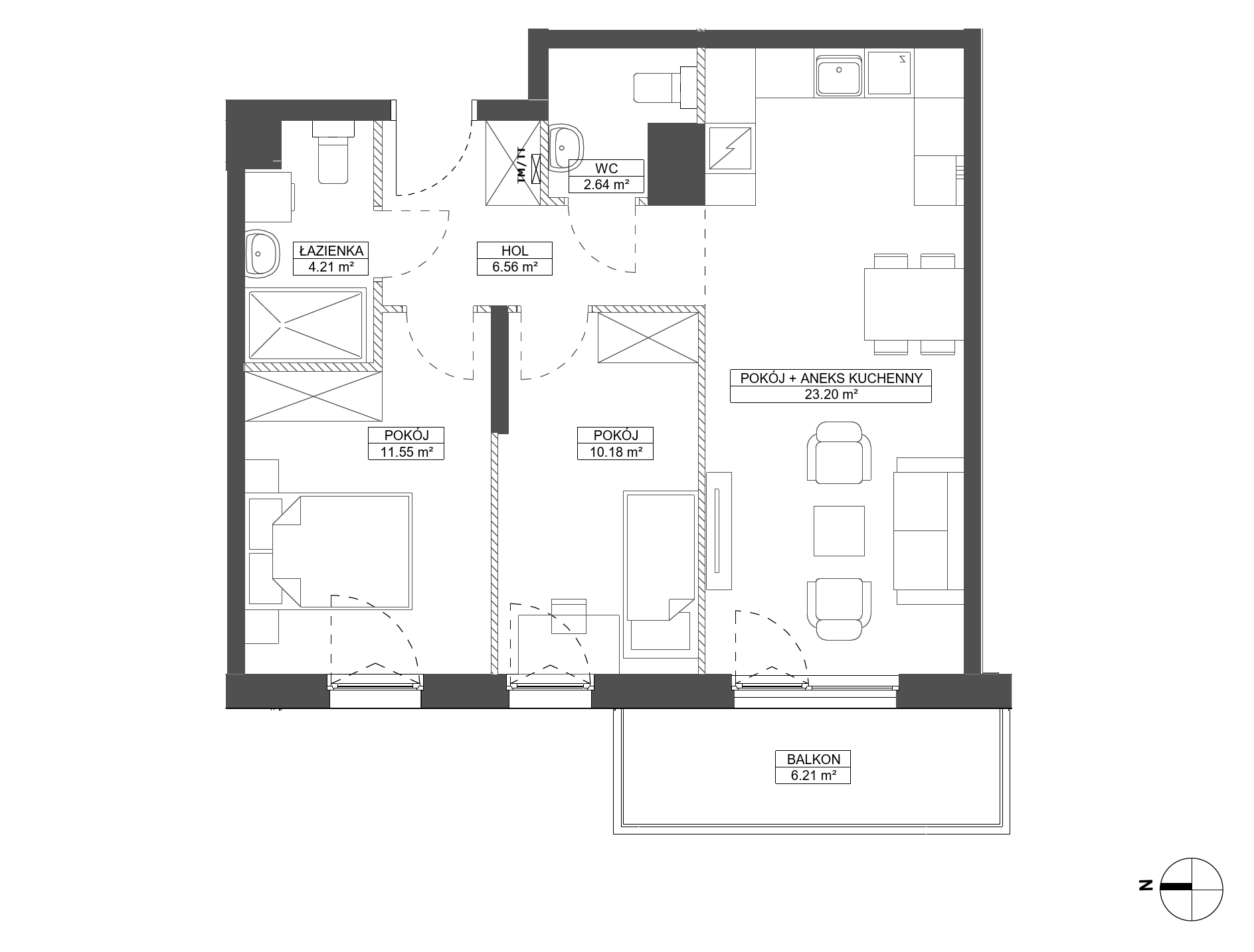 Plan 3 pok. 58m²