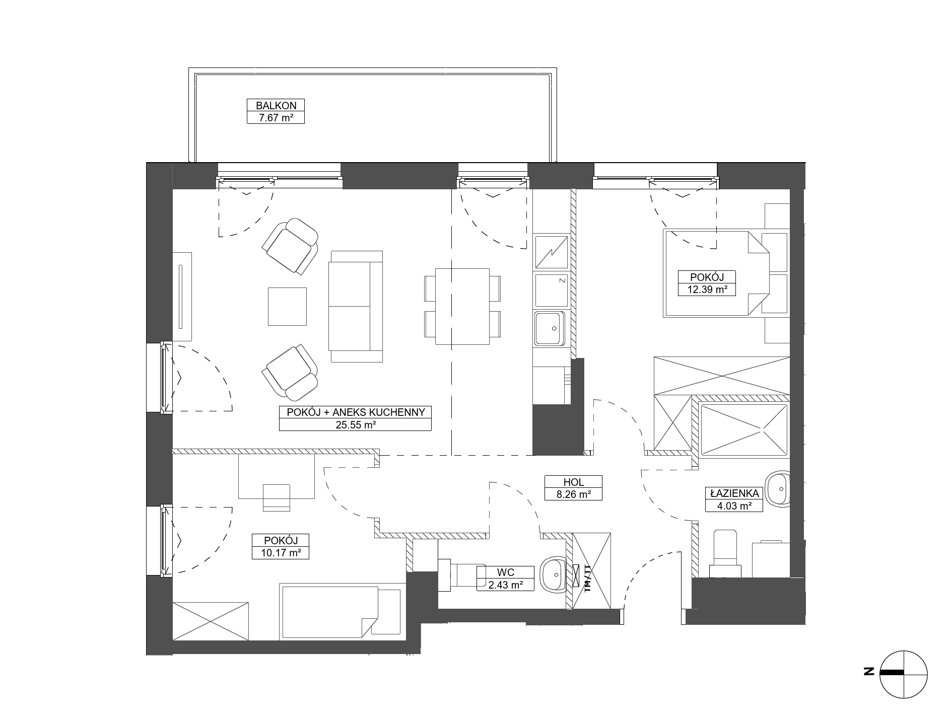 Plan 3 pok. 63m²