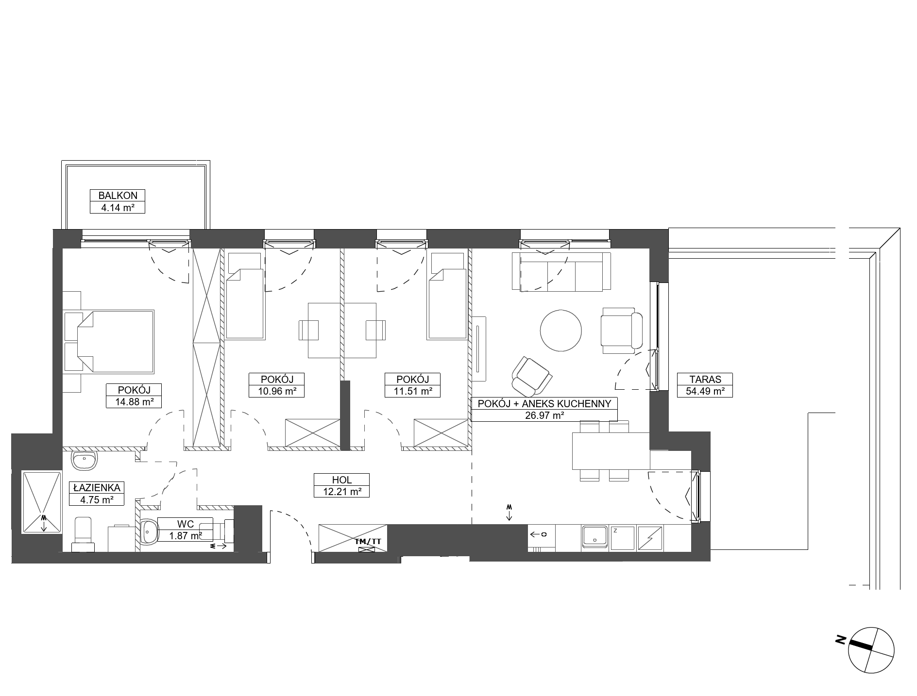 Plan 4 pok. 83m²