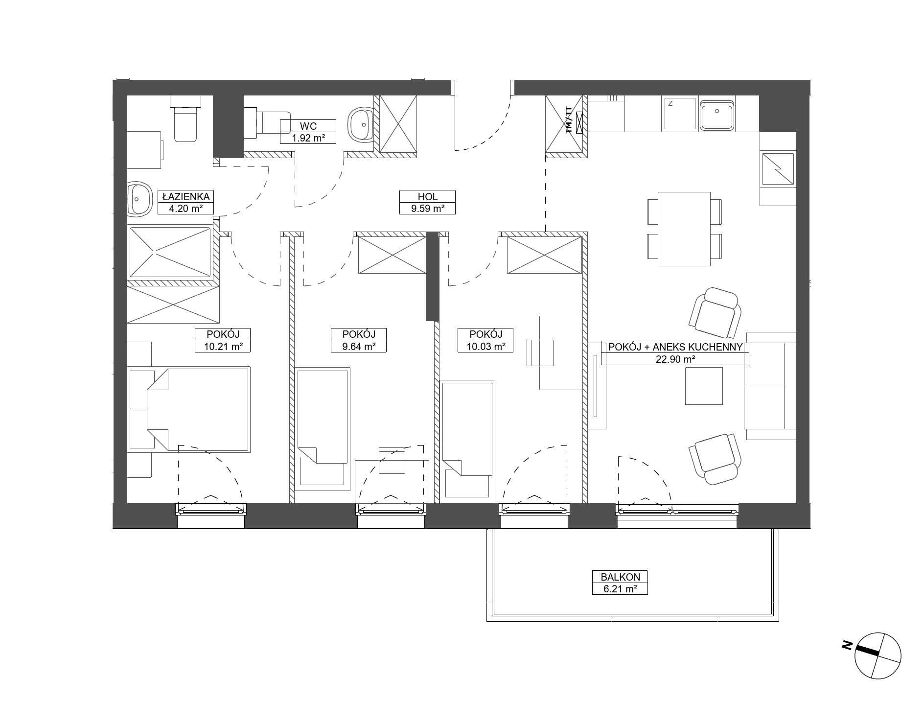 Plan 4 pok. 68m²