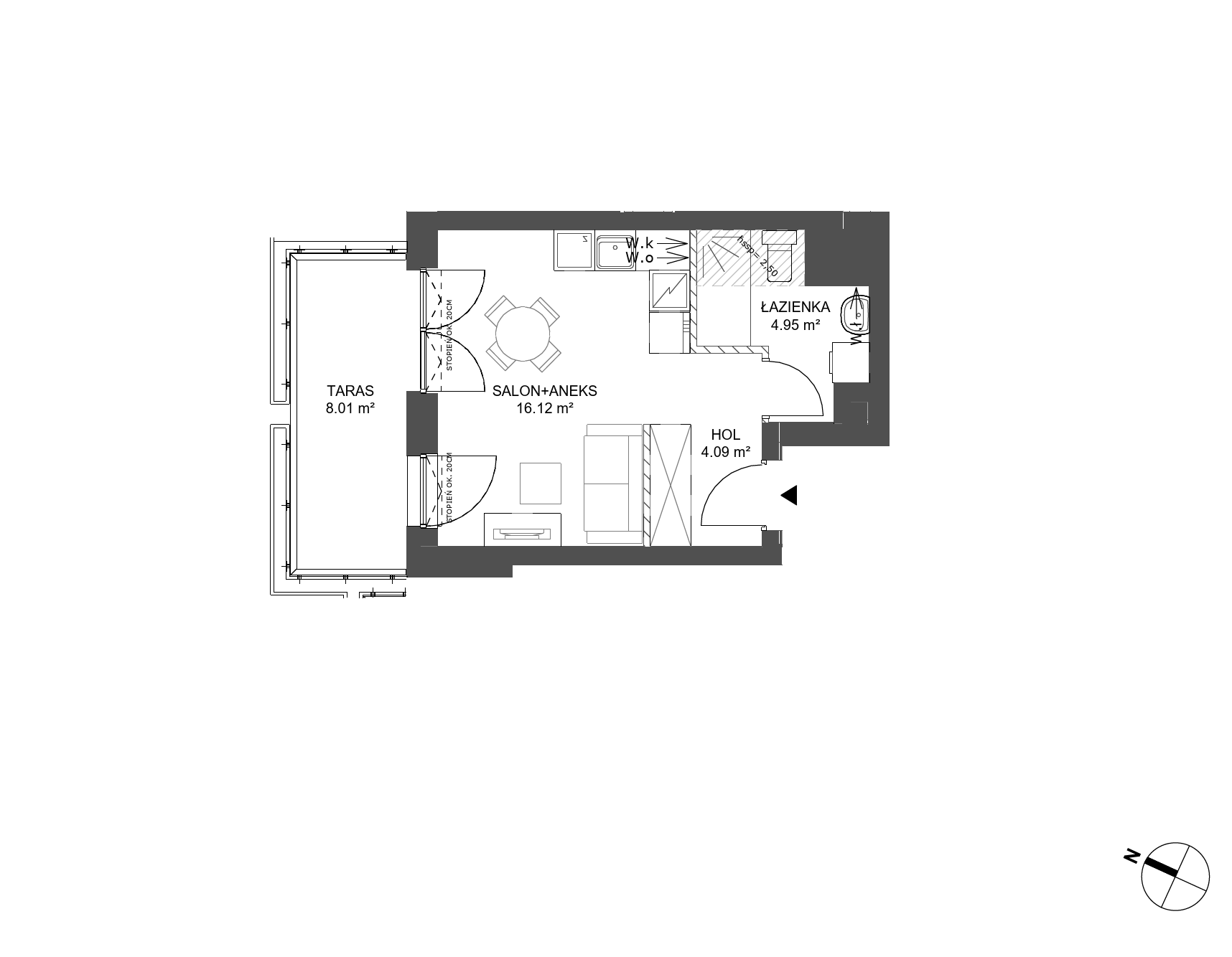 Plan 1 pok. 25m²