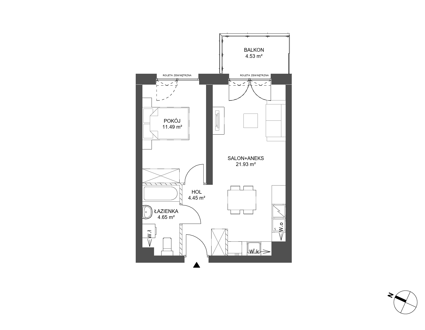 Plan 2 pok. 43m²