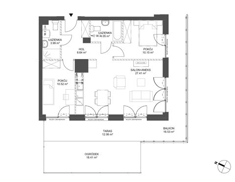 Plan 3 pok. 65m²