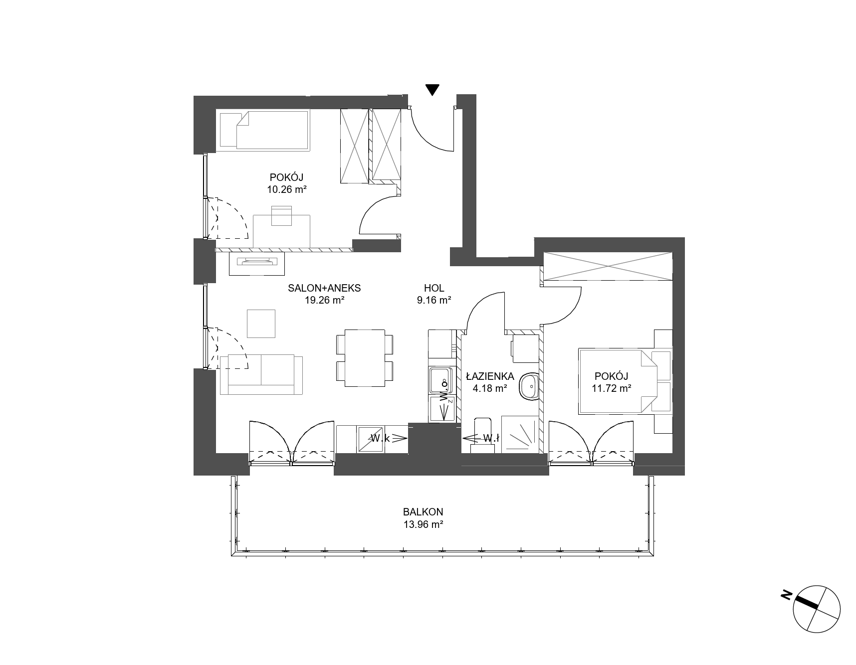 Plan 3 pok. 55m²