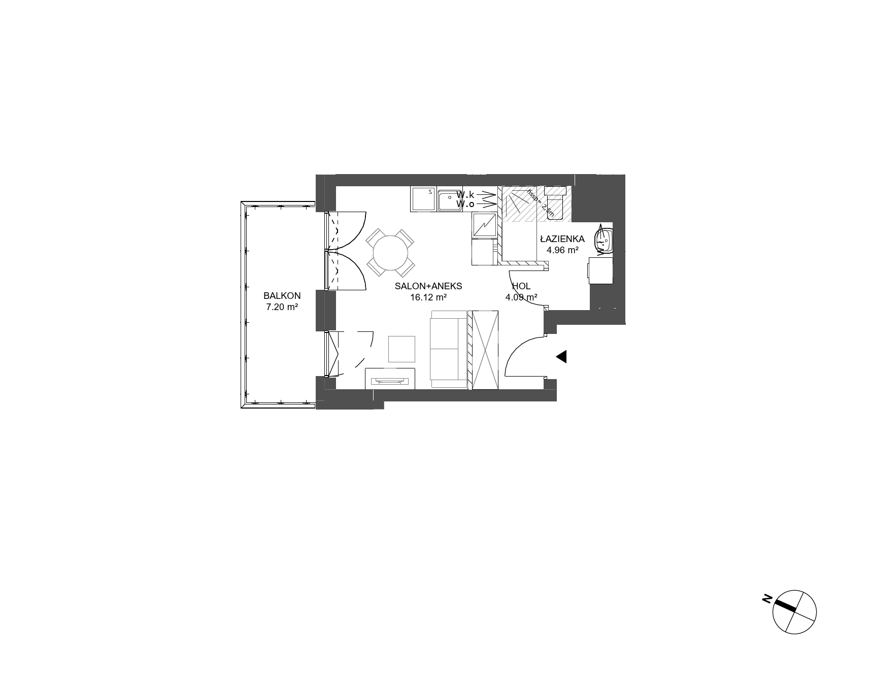 Plan 1 pok. 25m²
