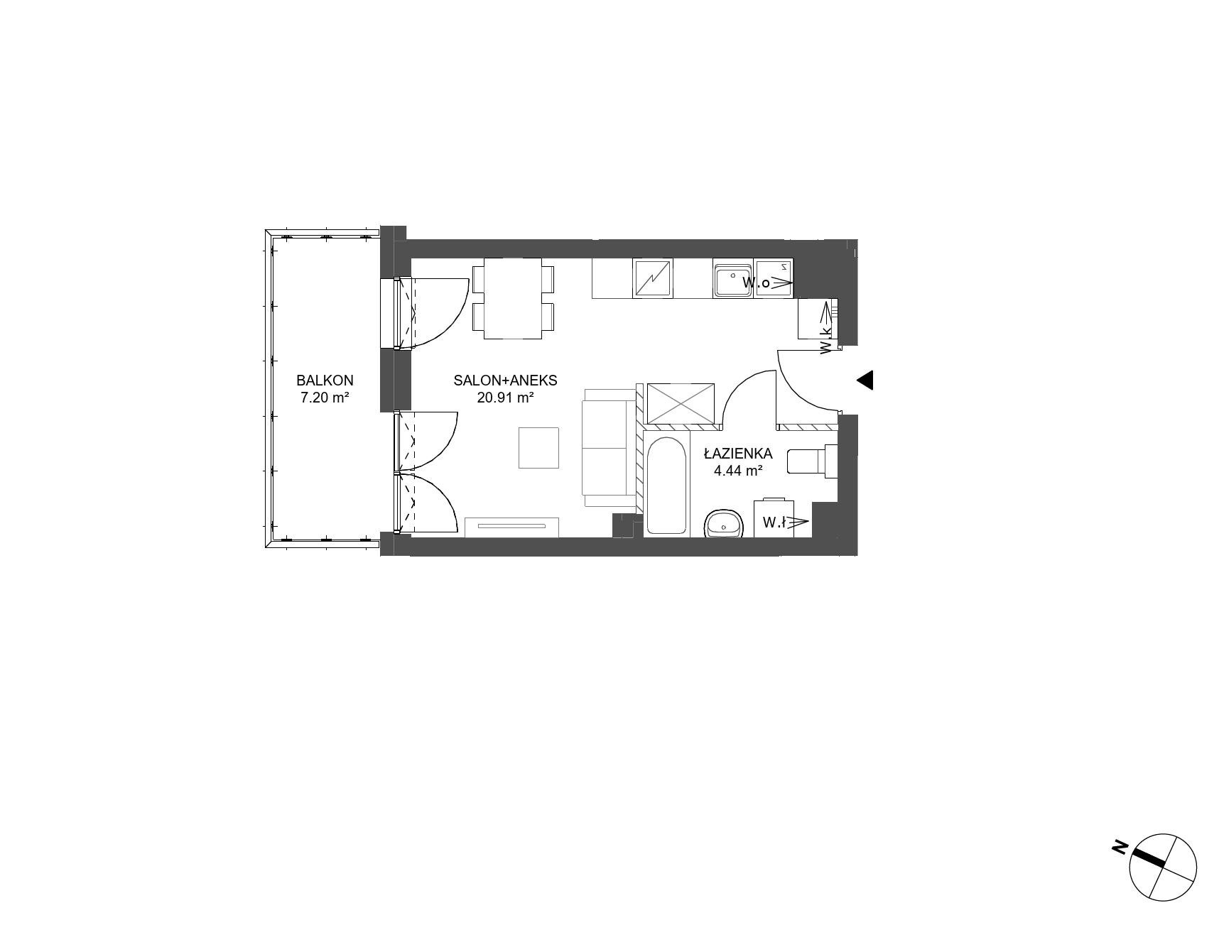 Plan 1 pok. 25m²