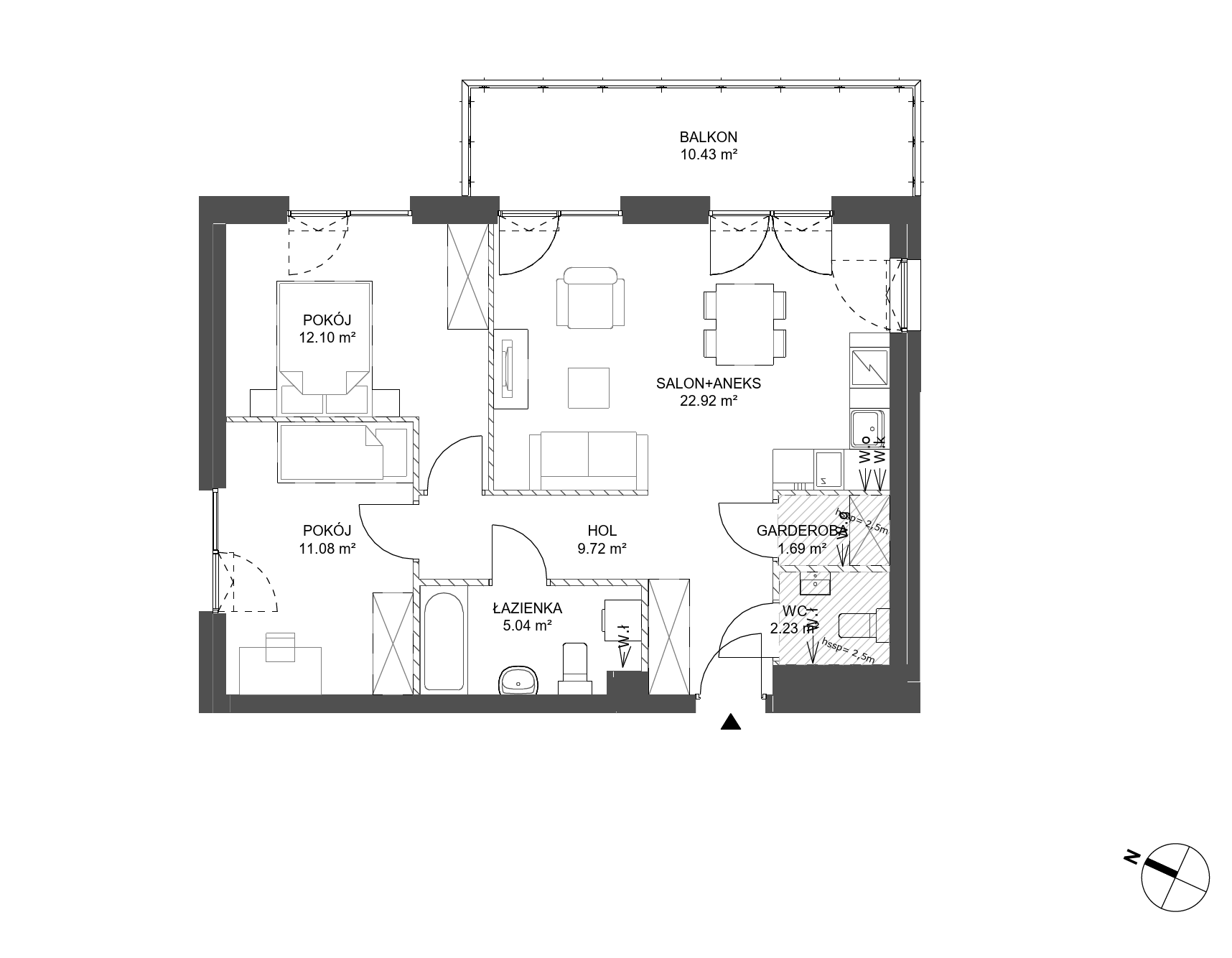 Plan 3 pok. 65m²
