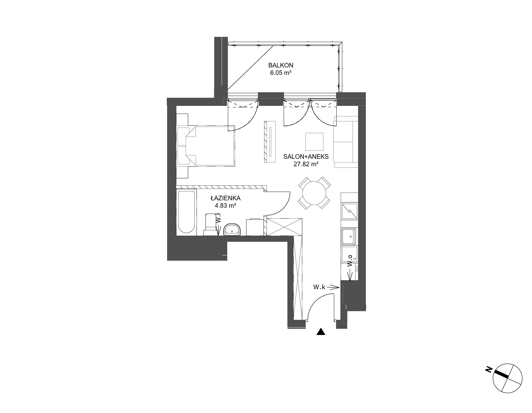 Plan 1 pok. 33m²