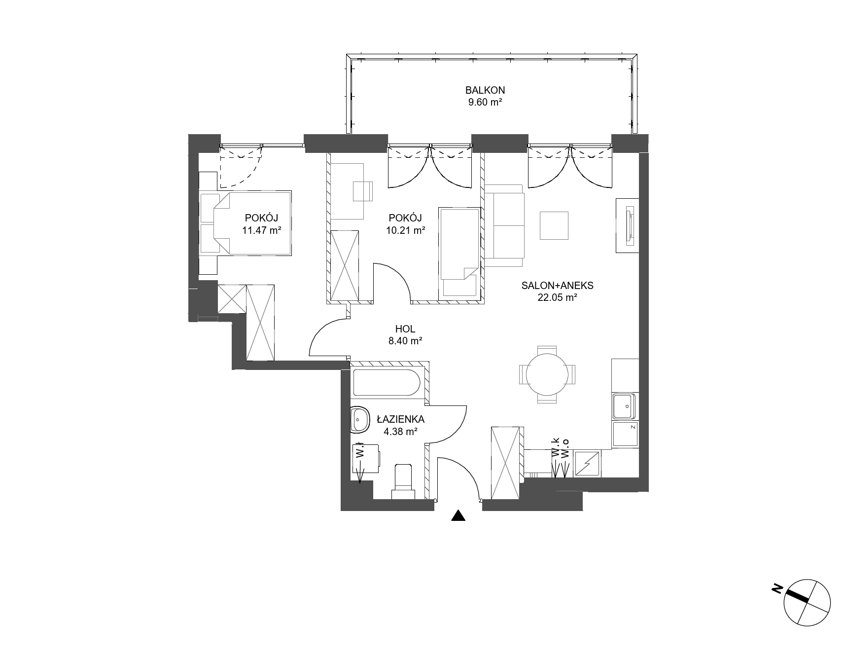 Plan 3 pok. 57m²