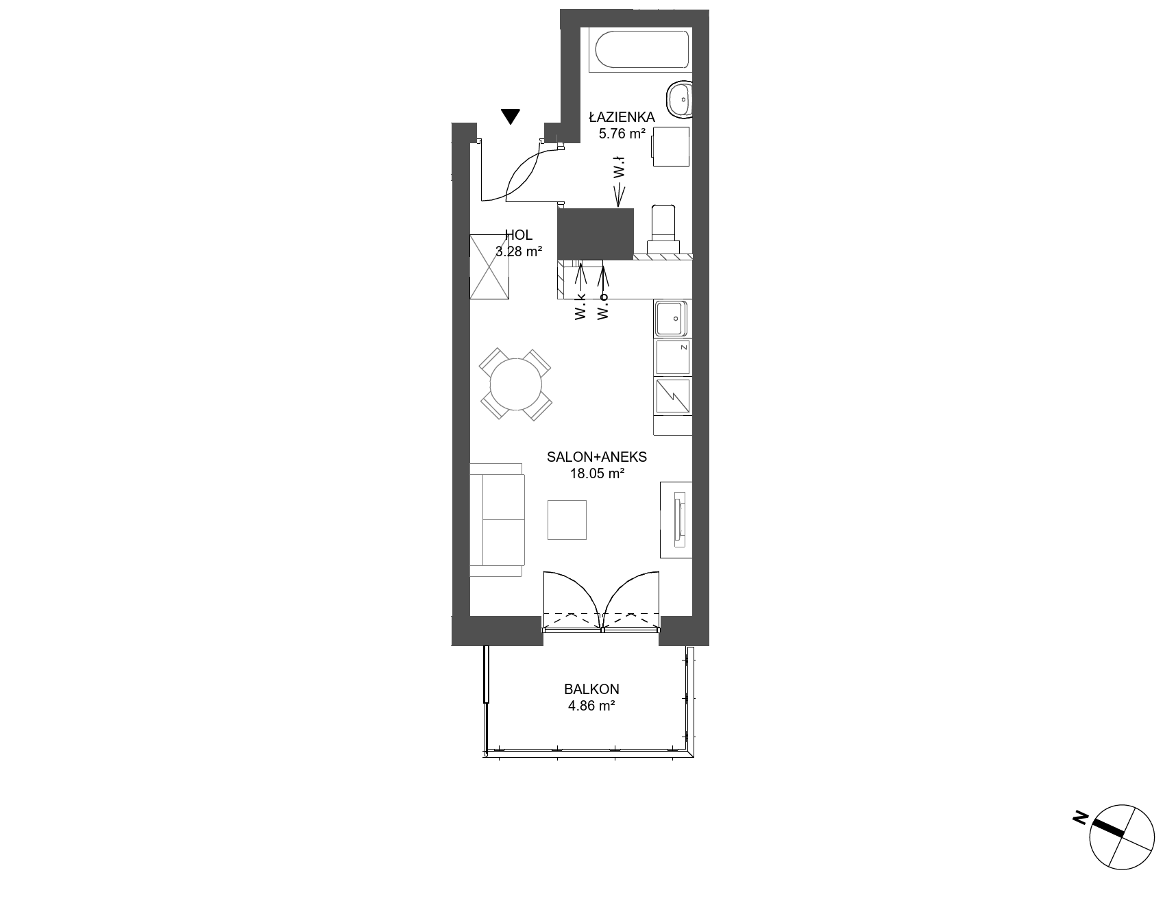 Plan 1 pok. 27m²