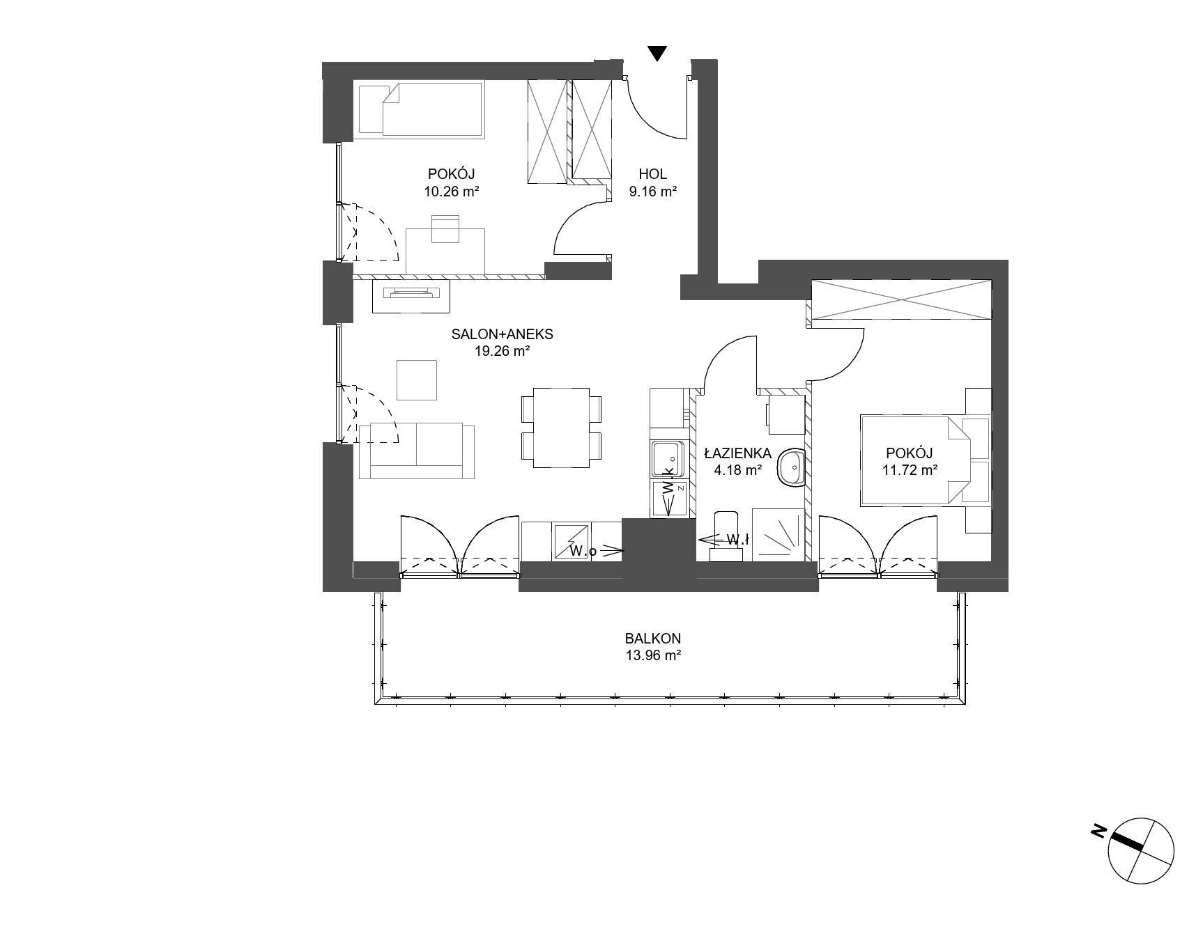 Plan 3 pok. 55m²