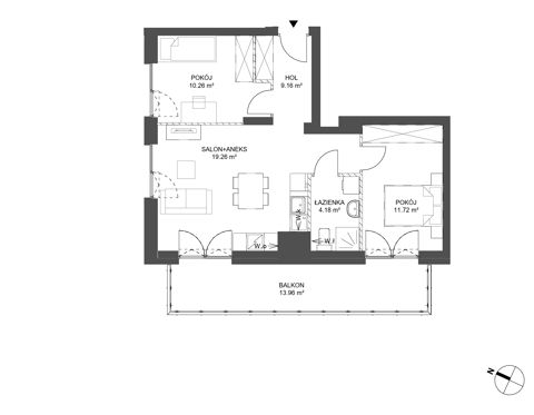 Plan 3 pok. 55m²