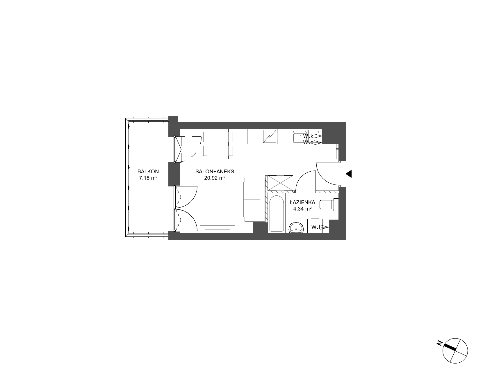 Plan 1 pok. 25m²