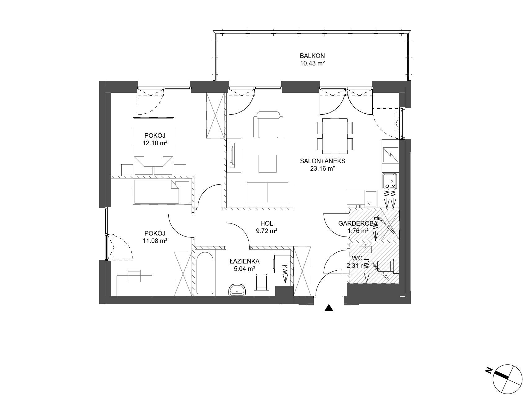 Plan 3 pok. 65m²