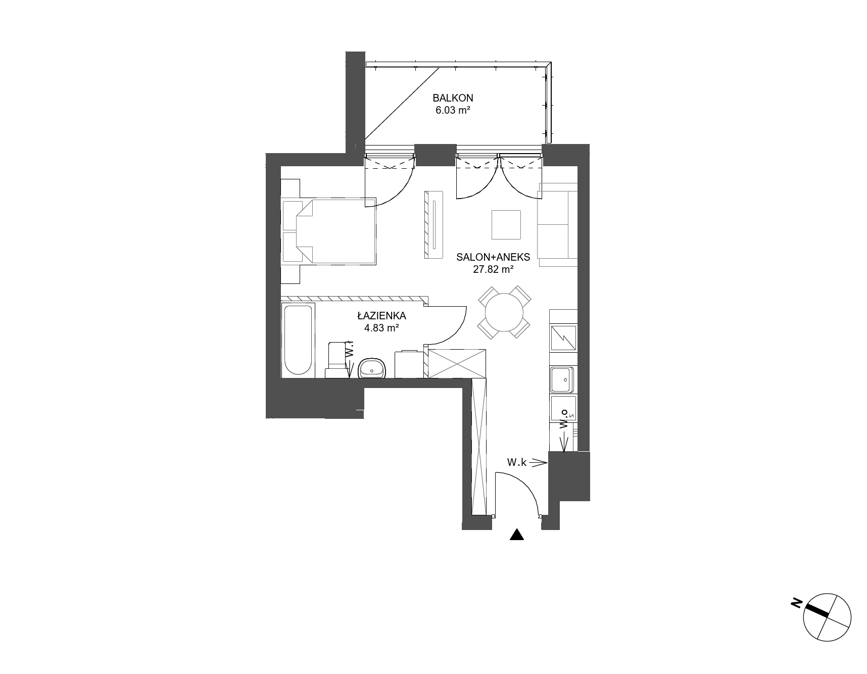 Plan 1 pok. 33m²