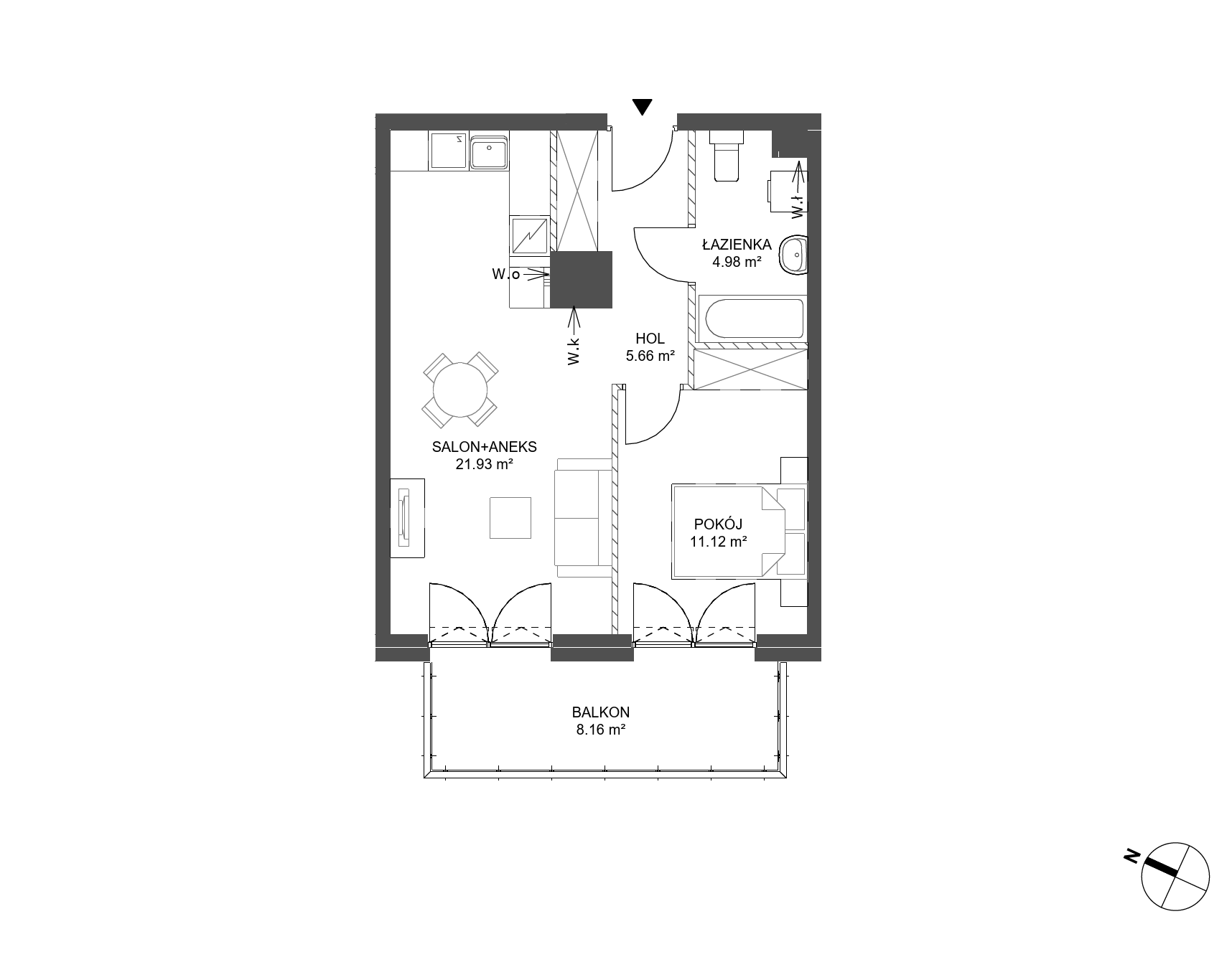 Plan 2 pok. 44m²