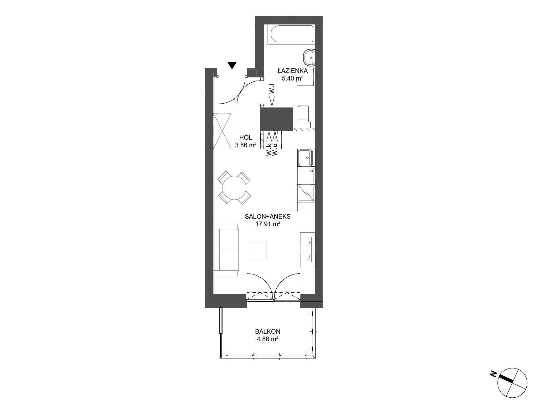 Plan 1 pok. 27m²