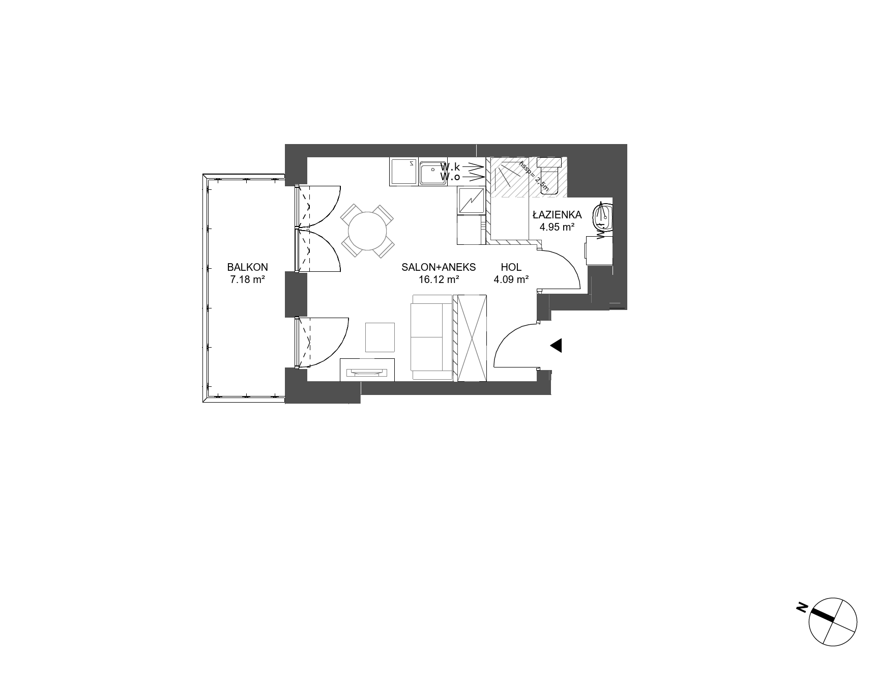 Plan 1 pok. 25m²
