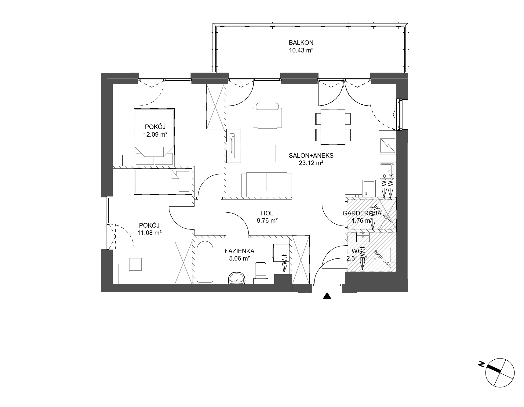 Plan 3 pok. 65m²