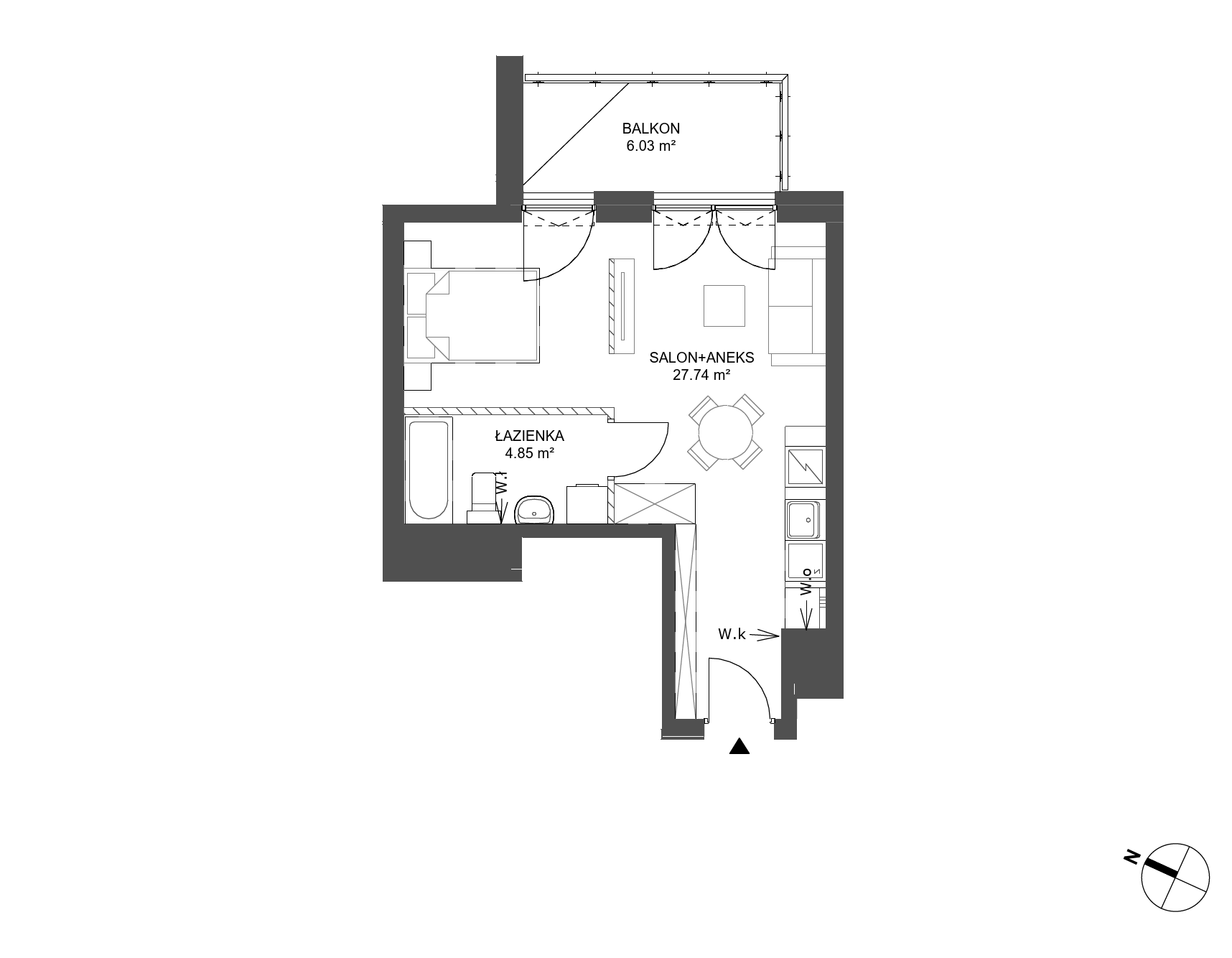 Plan 1 pok. 33m²